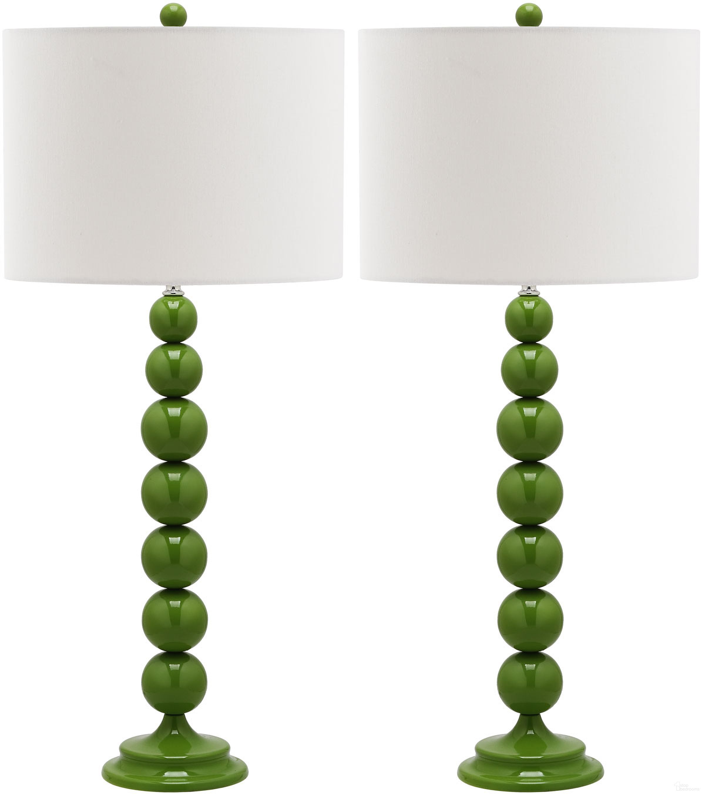The appearance of Jenna Green and Off-White 31.5 Inch Stacked Ball Lamp Set of 2 designed by Safavieh in the modern / contemporary interior design. This green piece of furniture  was selected by 1StopBedrooms from Jenna Collection to add a touch of cosiness and style into your home. Sku: LIT4090G-SET2. Material: Iron.