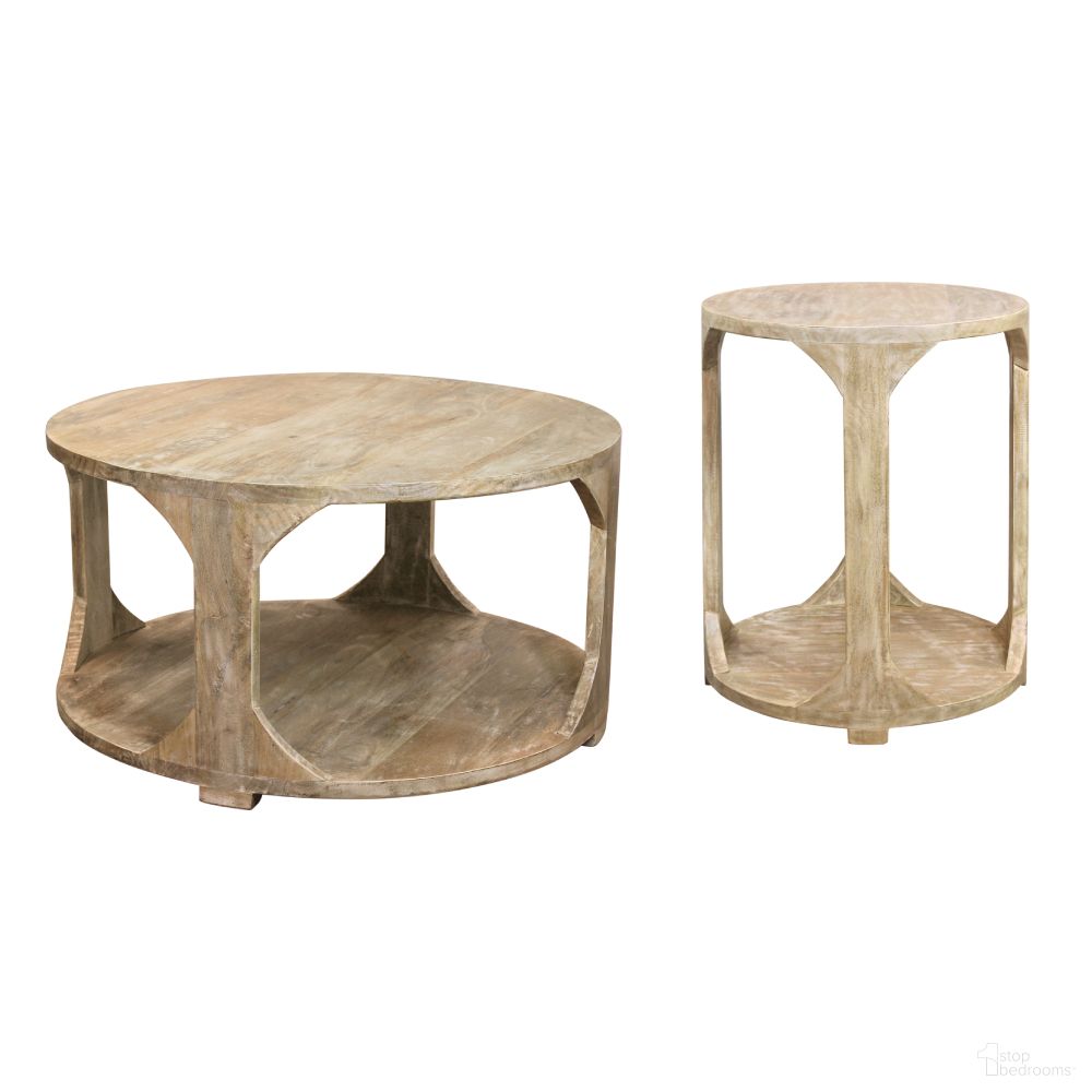 The appearance of Jenna Round Occasional Table Set with Shelf In Beige designed by Moti in the coastal interior design. This beige piece of furniture  was selected by 1StopBedrooms from Jenna Collection to add a touch of cosiness and style into your home. Sku: 99103001;99104001. Material: Wood.