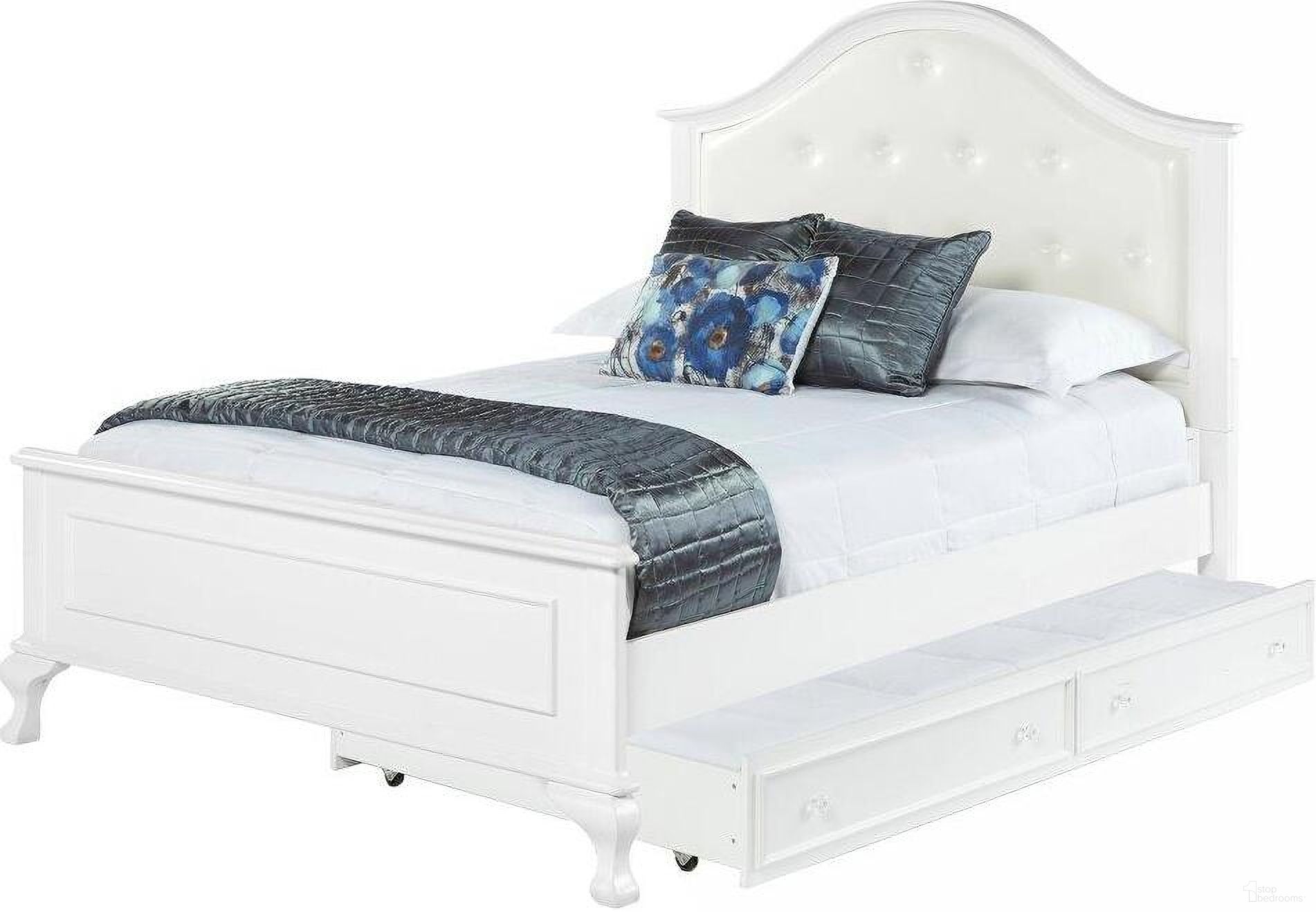 Jenna White Full Panel Bed With Trundle