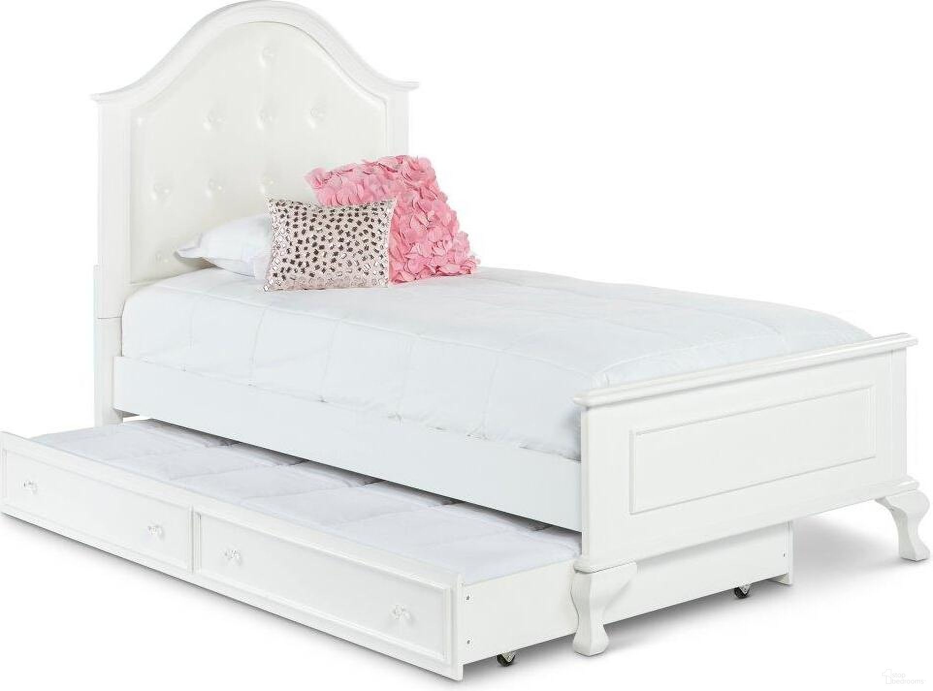 Jenna White Twin Panel Bed With Trundle