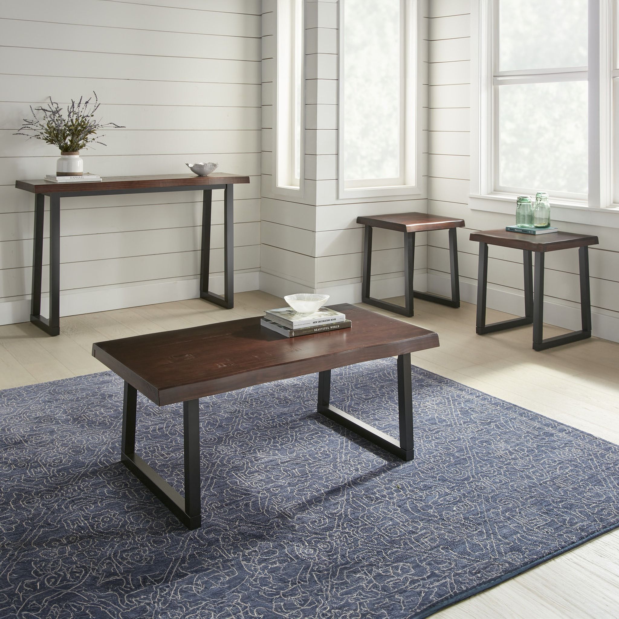 The appearance of Jennings Live Edge Occasional Table Set In Brown designed by Steve Silver in the transitional interior design. This brown piece of furniture was selected by 1StopBedrooms from Jennings Collection to add a touch of cosiness and style into your home. Sku: JN200C;JN200E. Material: Pine.