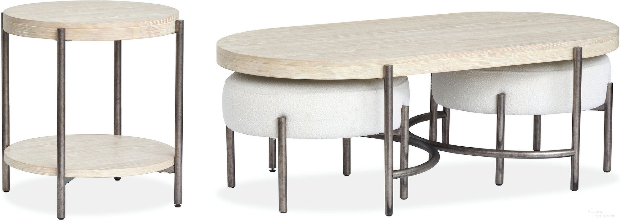 The appearance of Jennings Oval Occasional Table Set In Edgecomb Grey and Weathered Antique Nickel designed by Magnussen in the modern / contemporary interior design. This edgecomb grey and weathered antique nickel piece of furniture  was selected by 1StopBedrooms from Jennings Collection to add a touch of cosiness and style into your home. Sku: T5927-47;T5927-05. Material: Metal.