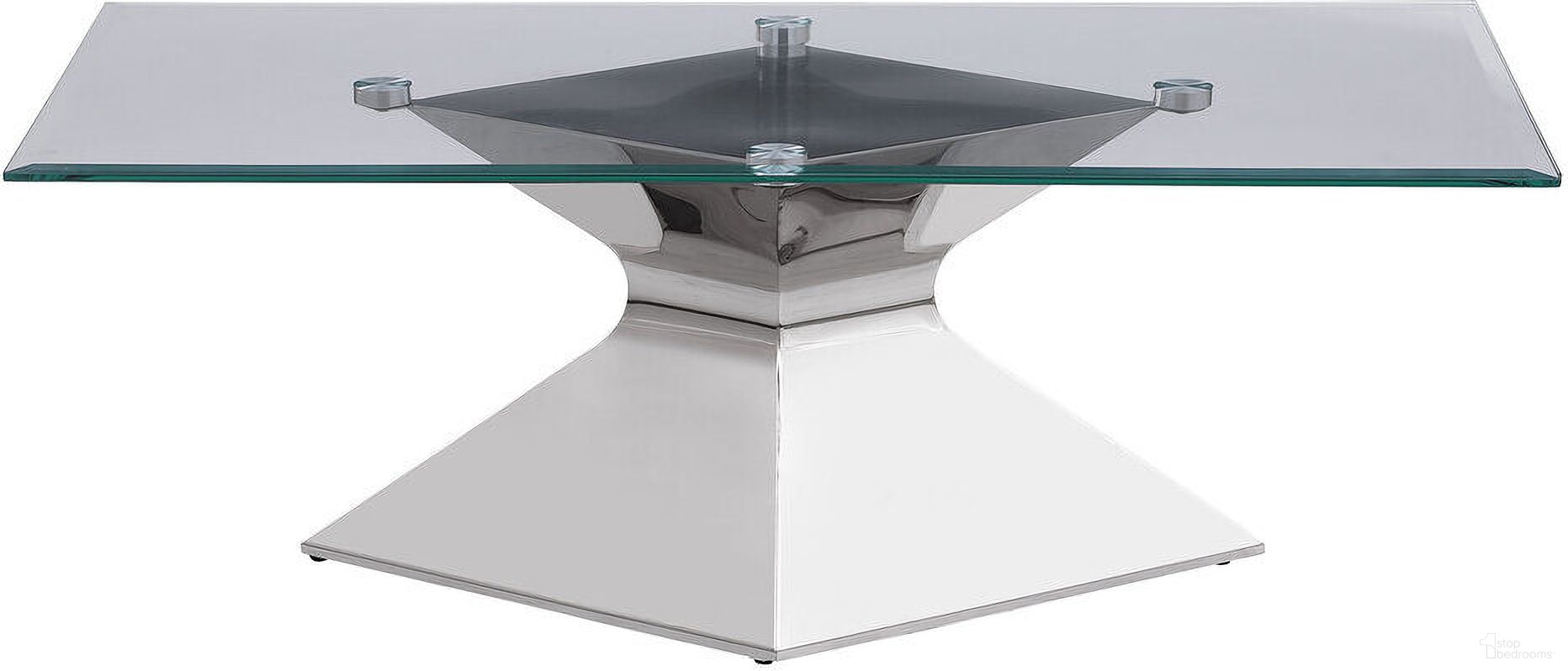 The appearance of Jenny Glass Top Stainless Steel Coffee Table In Chrome designed by Coaster in the modern / contemporary interior design. This chrome piece of furniture  was selected by 1StopBedrooms from Jenny Collection to add a touch of cosiness and style into your home. Sku: 710208B1;710208B2. Material: Glass.
