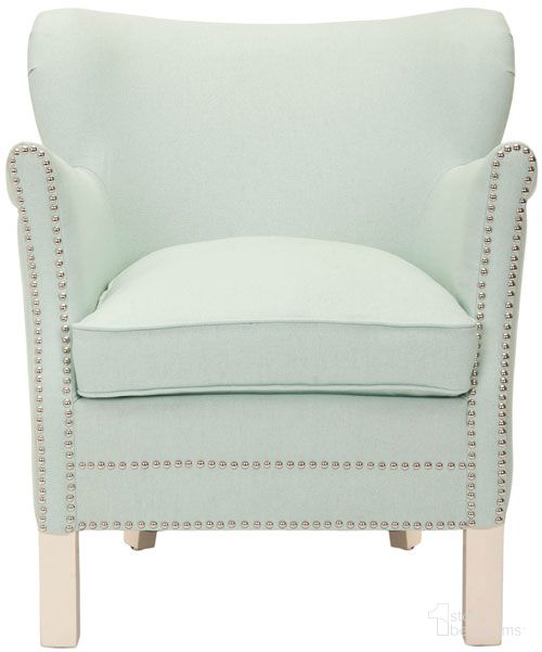 The appearance of Jenny Arm Chair with Silver Nail Heads in Blue designed by Safavieh in the modern / contemporary interior design. This blue piece of furniture  was selected by 1StopBedrooms from Jenny Collection to add a touch of cosiness and style into your home. Sku: MCR4543E. Material: Wood.