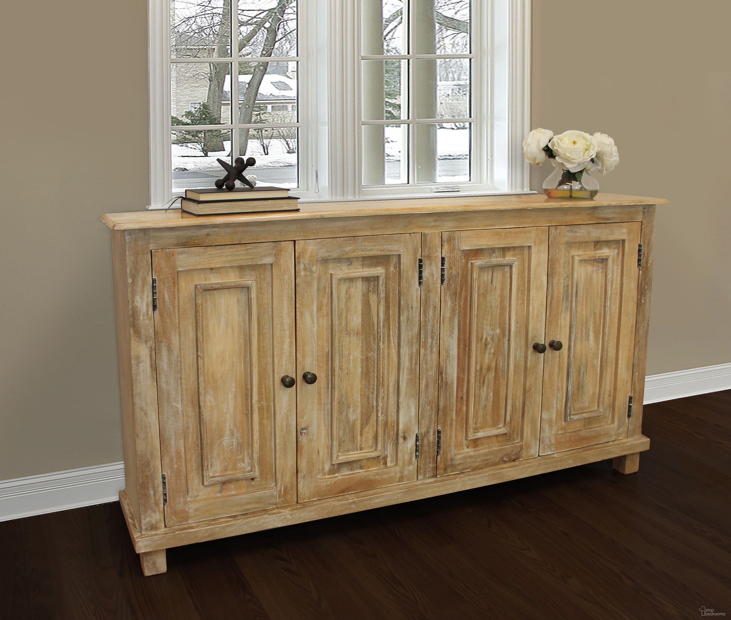 The appearance of Jensen 4-Door Sideboard In Natural designed by Moti in the industrial interior design. This natural piece of furniture  was selected by 1StopBedrooms from Jensen Collection to add a touch of cosiness and style into your home. Sku: 99109012. Material: Wood.
