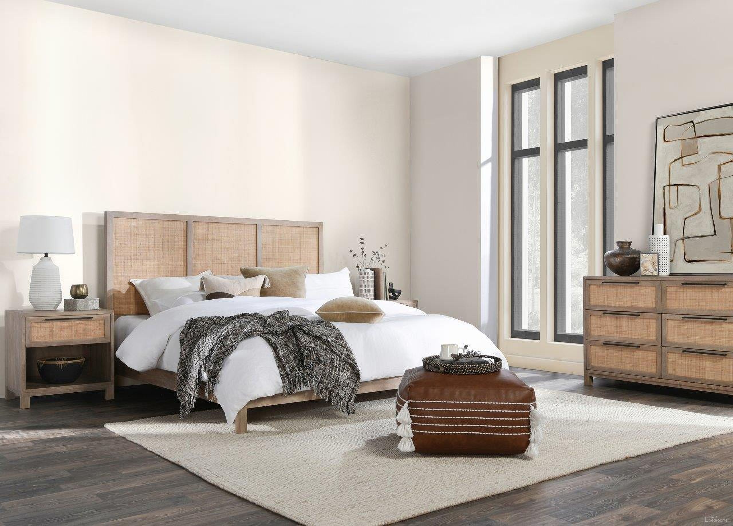 The appearance of Jensen Bedroom Set In Taupe designed by Classic Home in the traditional interior design. This taupe piece of furniture was selected by 1StopBedrooms from Jensen Collection to add a touch of cosiness and style into your home. Sku: 54010216;54010209. Bed Size: Queen. Material: Mango Wood.