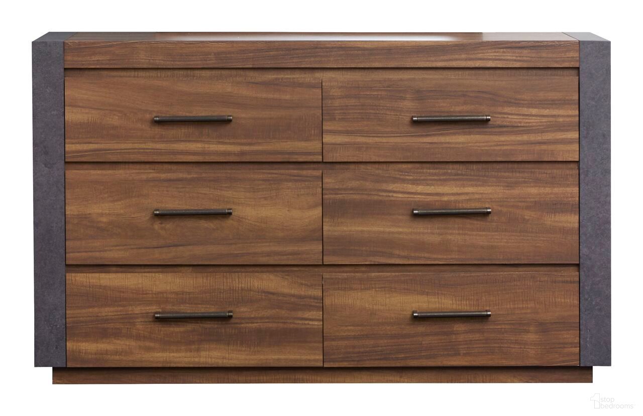 The appearance of Jensen Double Drawer Dresser In Tavern Brown designed by Magnussen in the transitional interior design. This tavern brown piece of furniture  was selected by 1StopBedrooms from Jensen Collection to add a touch of cosiness and style into your home. Sku: B6306-22. Material: Laminate.