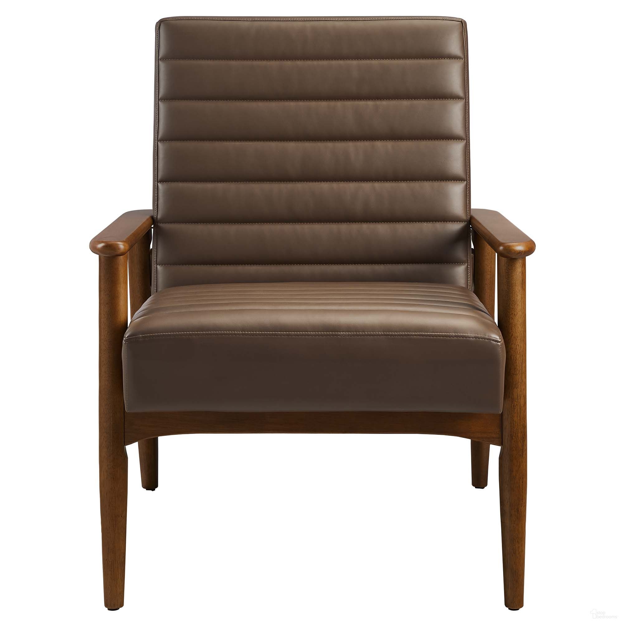 Jensen Vegan Leather Accent Chair In Walnut Brown