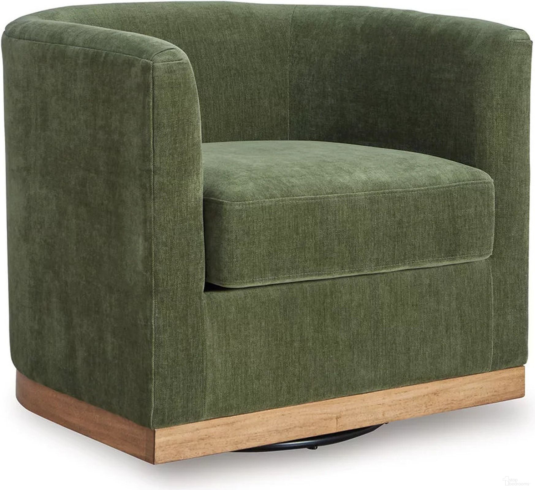 The appearance of Jersonlow Swivel Chair In Forest Green designed by Signature Design by Ashley in the transitional interior design. This forest green piece of furniture was selected by 1StopBedrooms from Jersonlow Collection to add a touch of cosiness and style into your home. Sku: A3000696. Material: Fabric.