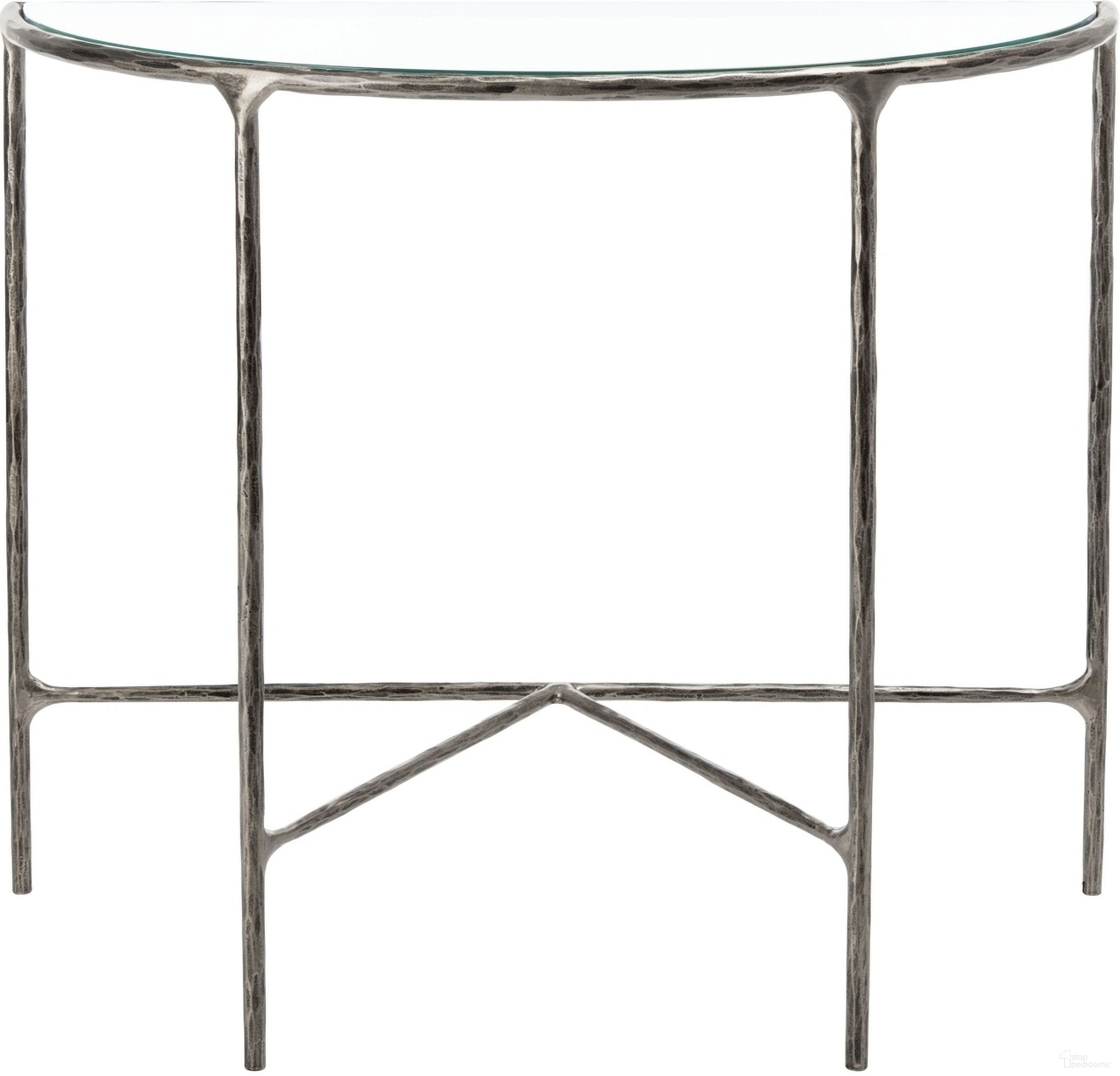 The appearance of Jessa Forged Metal Console Table In Silver designed by Safavieh Couture in the glam interior design. This silver piece of furniture  was selected by 1StopBedrooms from Jessa Collection to add a touch of cosiness and style into your home. Sku: SFV9506B. Material: Metal.
