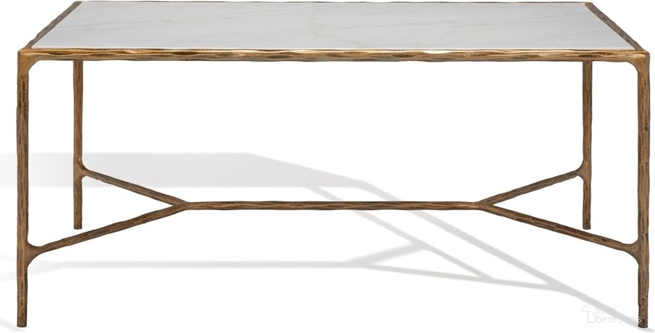 The appearance of Jessa Metal Coffee Table In White and Brushed Brass designed by Safavieh Couture in the modern / contemporary interior design. This white and brushed brass piece of furniture  was selected by 1StopBedrooms from Jessa Collection to add a touch of cosiness and style into your home. Sku: SFV9520C. Material: Iron.