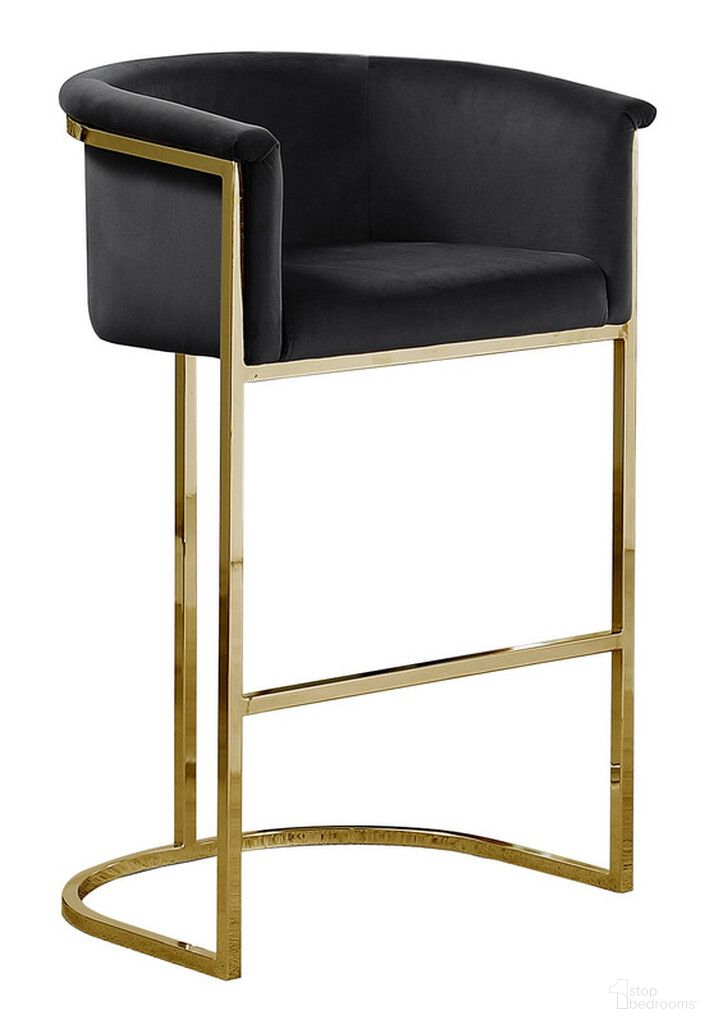 The appearance of Jessica Counter Height Chair In Black Velvet and Gold Metal Chrome Base designed by Best Quality Furniture in the modern / contemporary interior design. This black and gold piece of furniture was selected by 1StopBedrooms from Jessica Collection to add a touch of cosiness and style into your home. Sku: CH212. Material: Velvet.