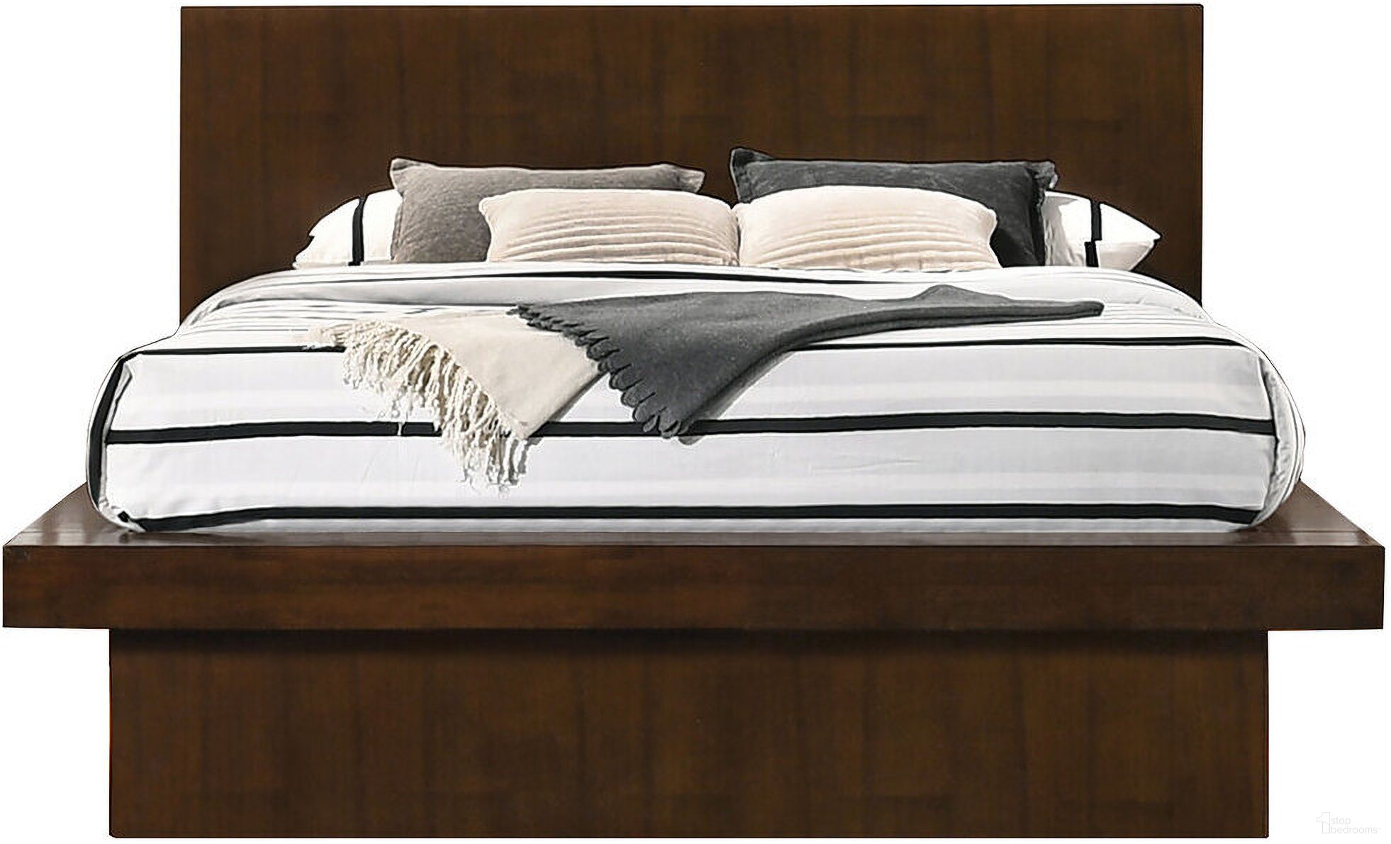 Jessica Queen Platform Bed with Rail Seating Cappuccino