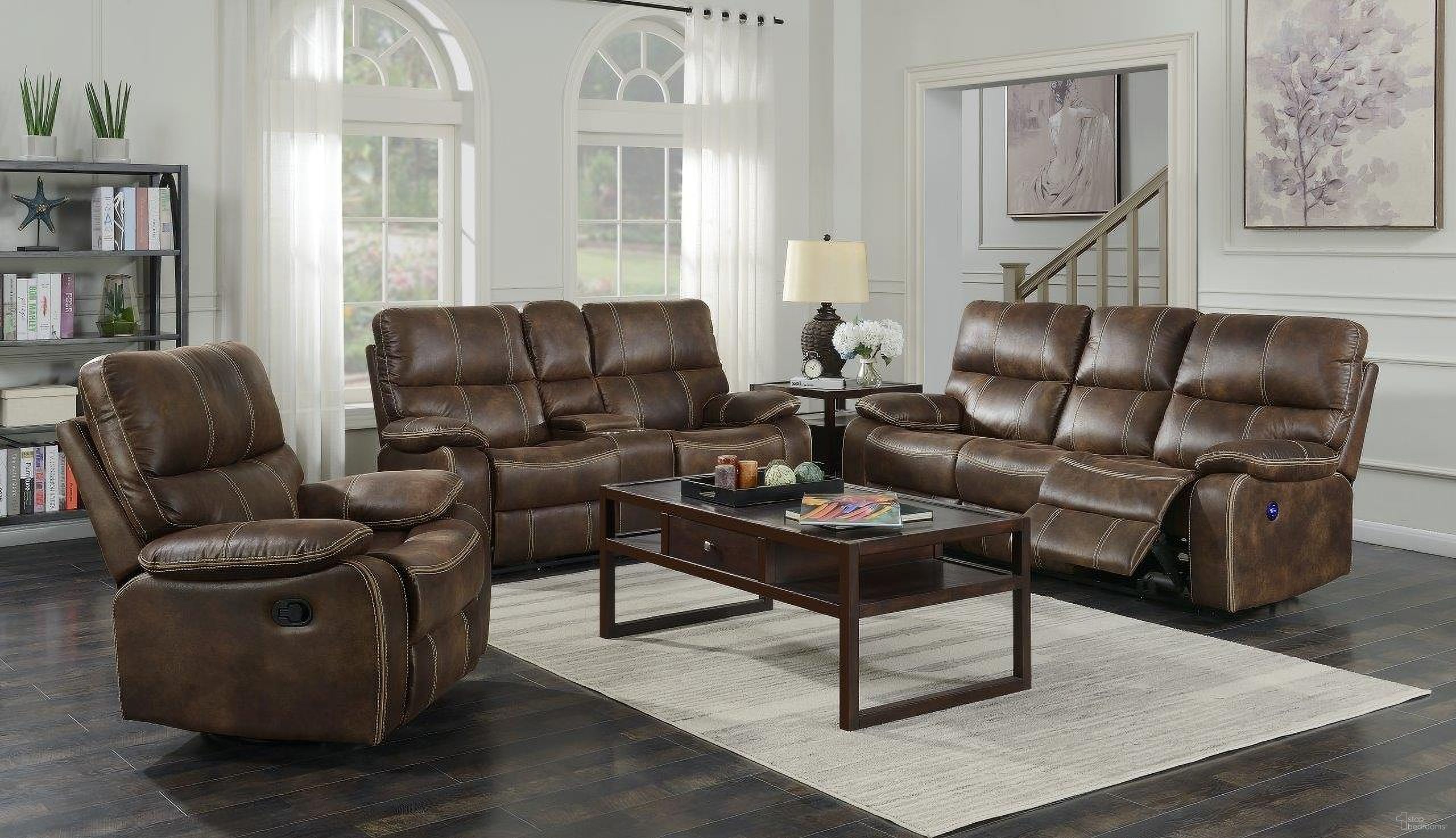 The appearance of Jessie James Power Reclining Living Room Set In Chocolate Brown designed by Emerald Home Furnishings in the modern / contemporary interior design. This chocolate brown piece of furniture was selected by 1StopBedrooms from Jessie James Collection to add a touch of cosiness and style into your home. Sku: U7130-18-15;U7130-21-15. Material: Wood.