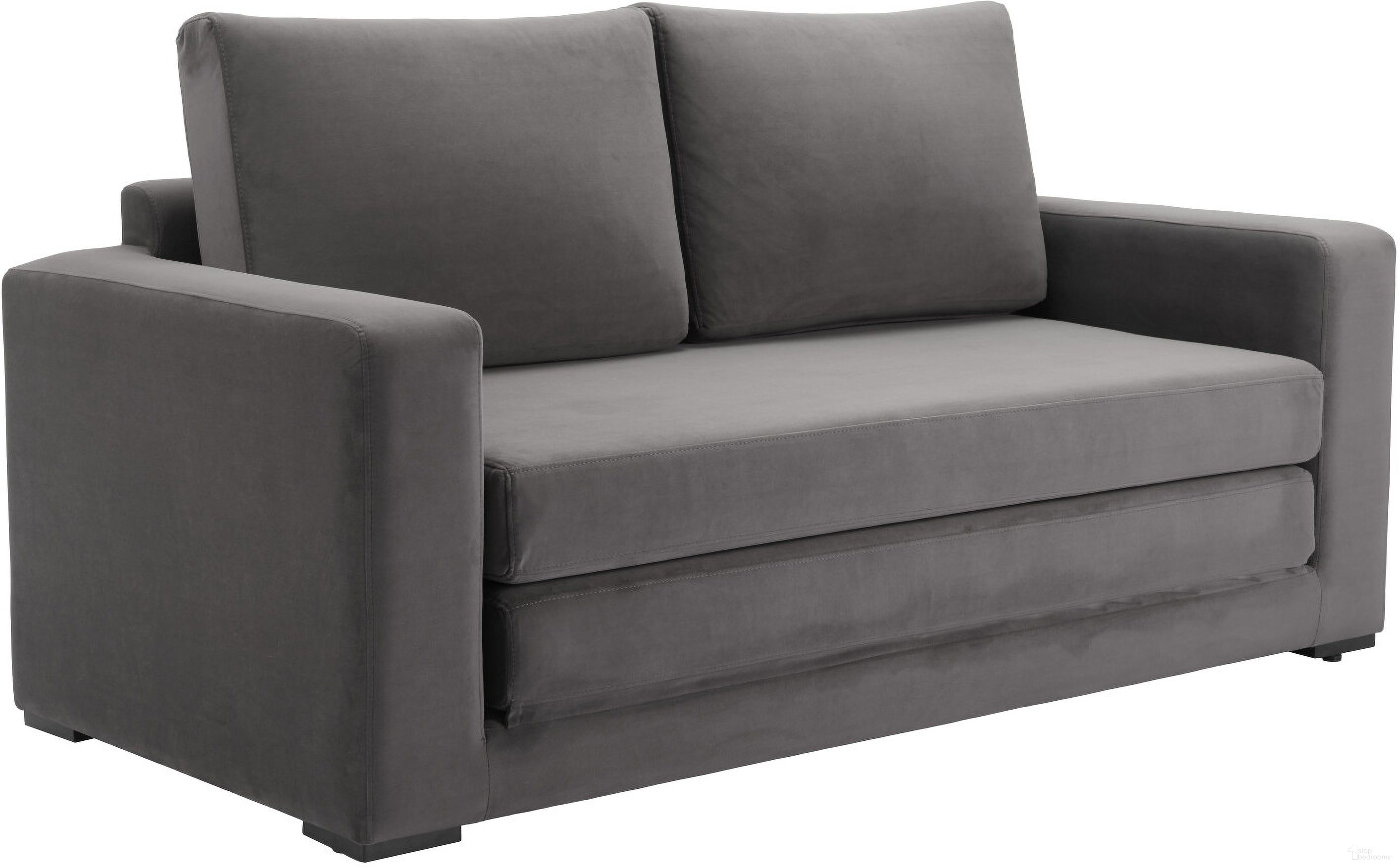 The appearance of Jide Sleeper Sofa In Gray designed by Zuo Modern in the modern / contemporary interior design. This gray piece of furniture  was selected by 1StopBedrooms from Jide Collection to add a touch of cosiness and style into your home. Sku: 110292. Material: Velvet.