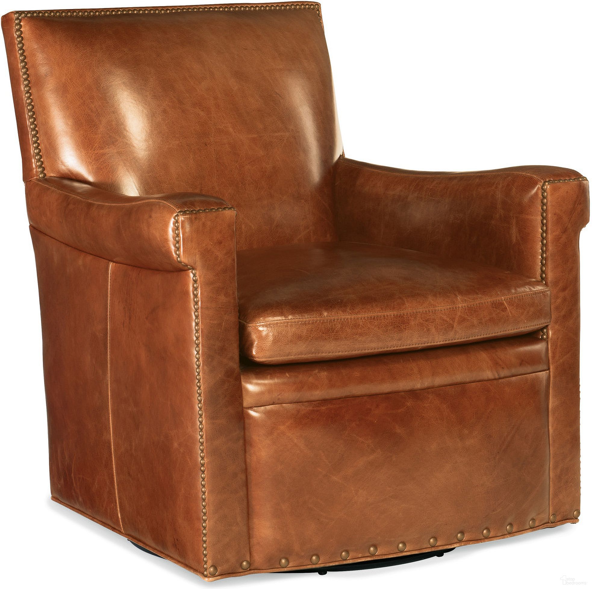 The appearance of CC Jilian Brown Swivel Club Chair Cc419-Sw-085 designed by Hooker in the traditional interior design. This brown piece of furniture was selected by 1StopBedrooms from CC Collection to add a touch of cosiness and style into your home. Sku: CC419-SW-085. Material: Leather.