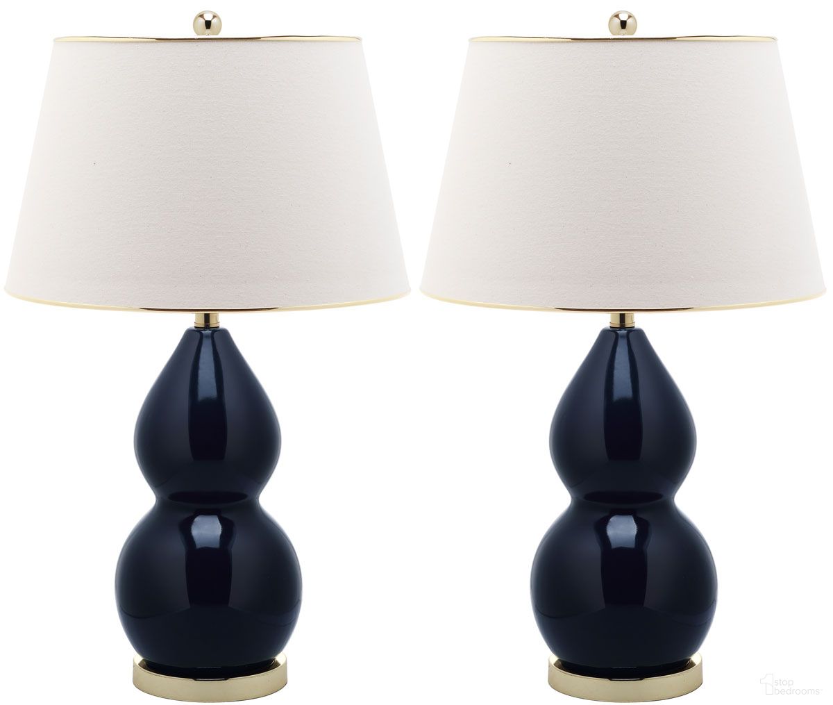 Jill 26.5-Inch H Double- Gourd Ceramic Lamp in Navy Set of 2