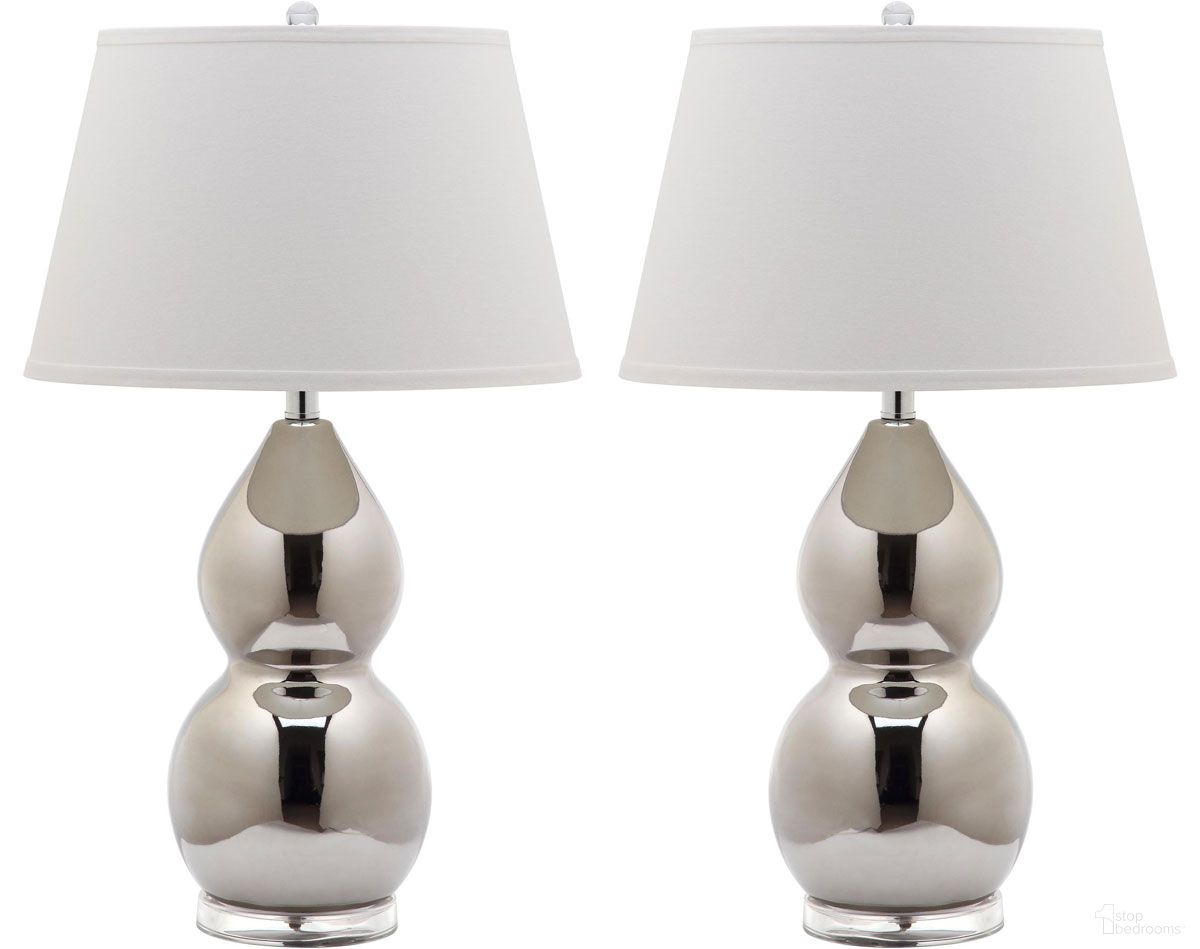 Jill 26.5-Inch H Double- Gourd Ceramic Lamp in Silver Set of 2