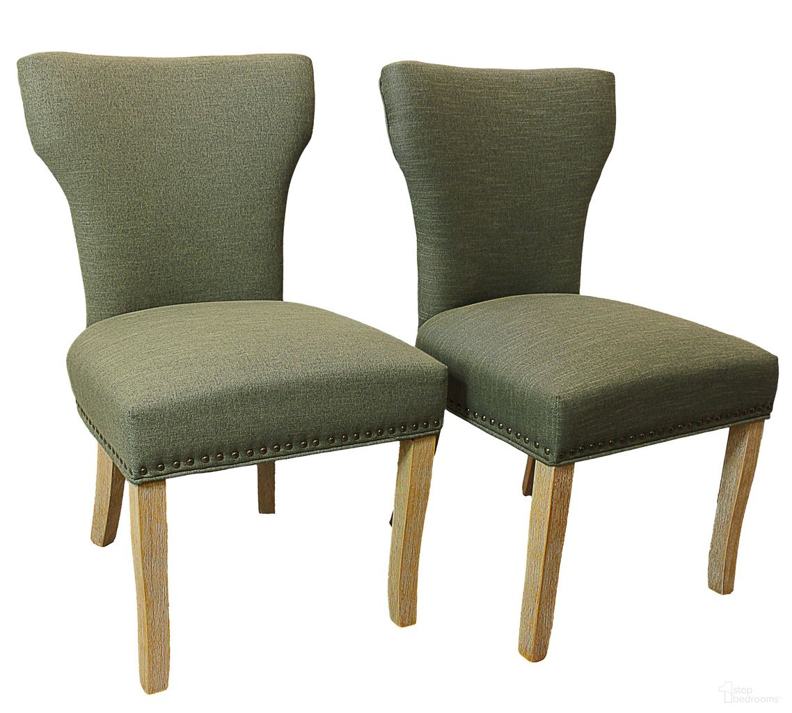 The appearance of Jill Linen Fabric Side Chair Set of 2 In Green designed by Moti in the modern / contemporary interior design. This green piece of furniture  was selected by 1StopBedrooms from Jill Collection to add a touch of cosiness and style into your home. Sku: 88011096. Material: Wood. Chair Type: Side Chair.