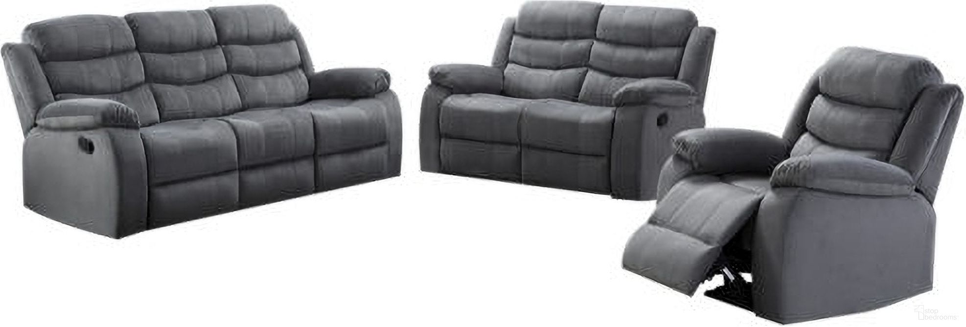 The appearance of Jim Contemporary Reclining Upholstered Living Room Sofa Set In Grey designed by AC Pacific in the modern / contemporary interior design. This grey piece of furniture  was selected by 1StopBedrooms from Jim Collection to add a touch of cosiness and style into your home. Sku: JIM-GREY-DRS;JIM-GREY-DRL. Material: Metal.