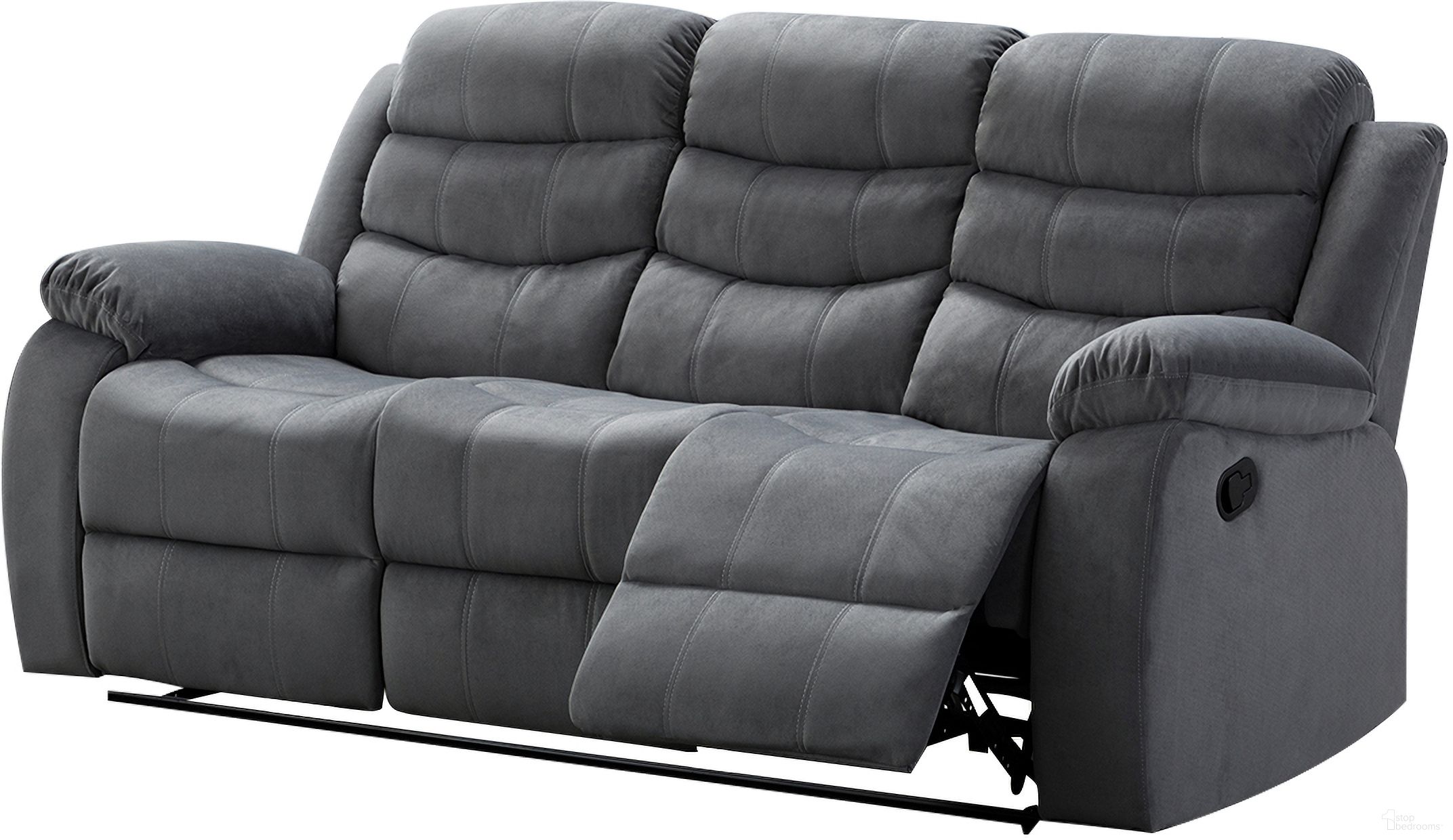 The appearance of Jim Upholstered Reclining Sofa with 2 Recliners In Grey designed by AC Pacific in the modern / contemporary interior design. This grey piece of furniture was selected by 1StopBedrooms from Jim Collection to add a touch of cosiness and style into your home. Sku: JIM-GREY-DRS. Material: Metal.