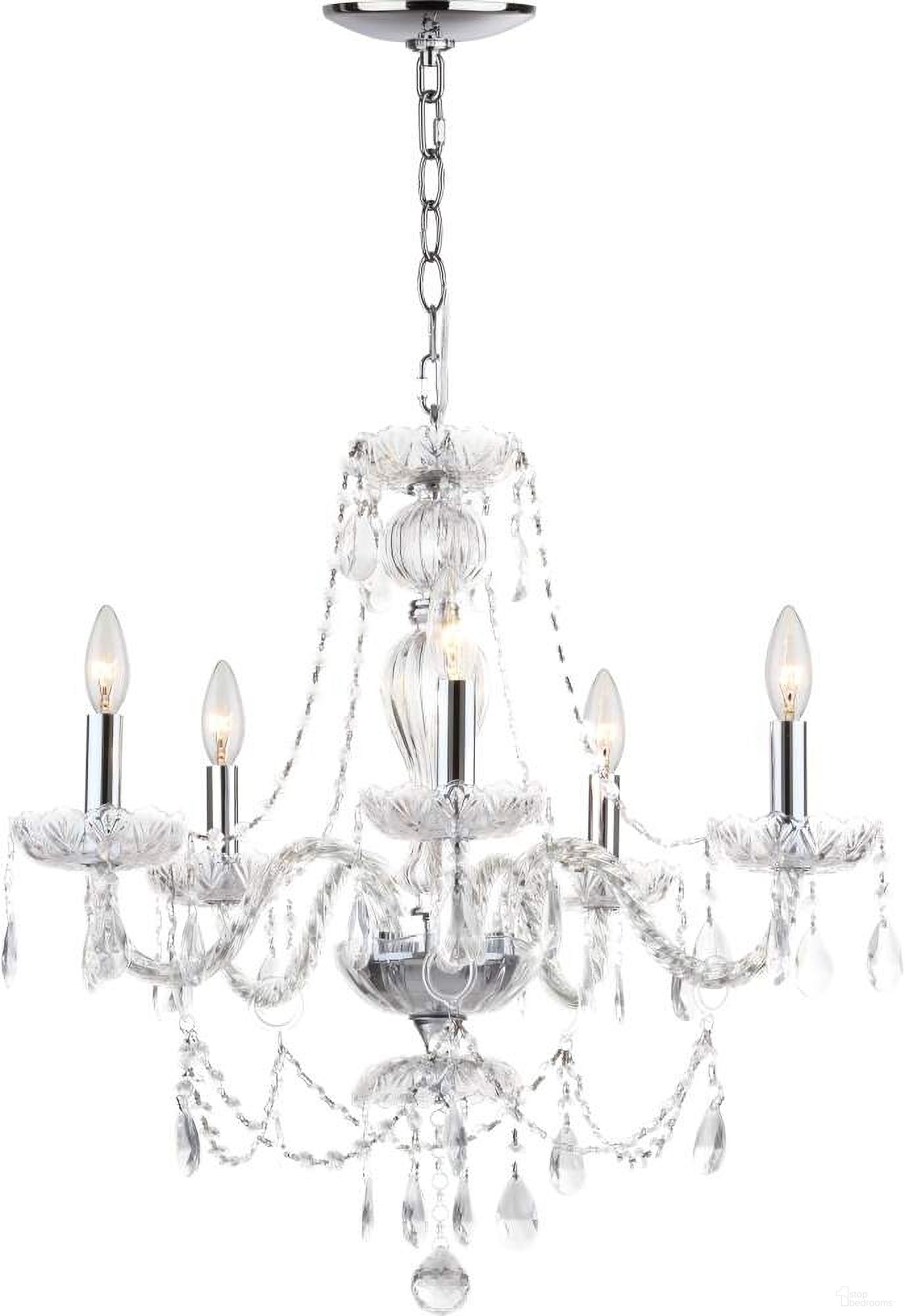 Jingle Chrome and Clear 5-Light 22.5 Inch Adjustable Chandelier
