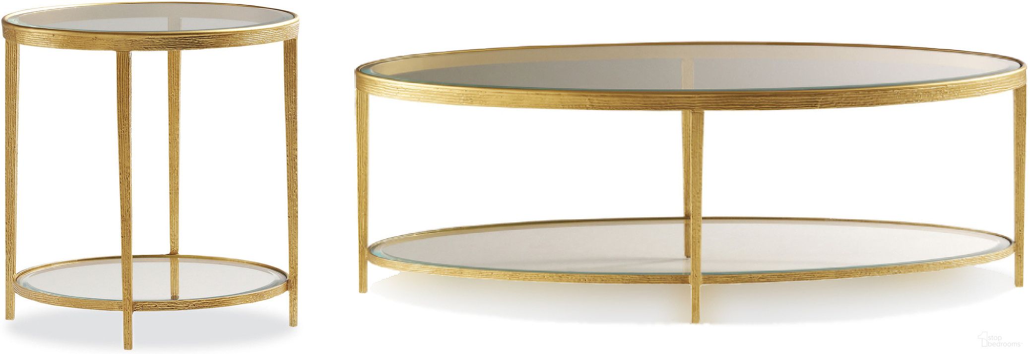 Jinx Brass Oval Occasional Table Set In Brass