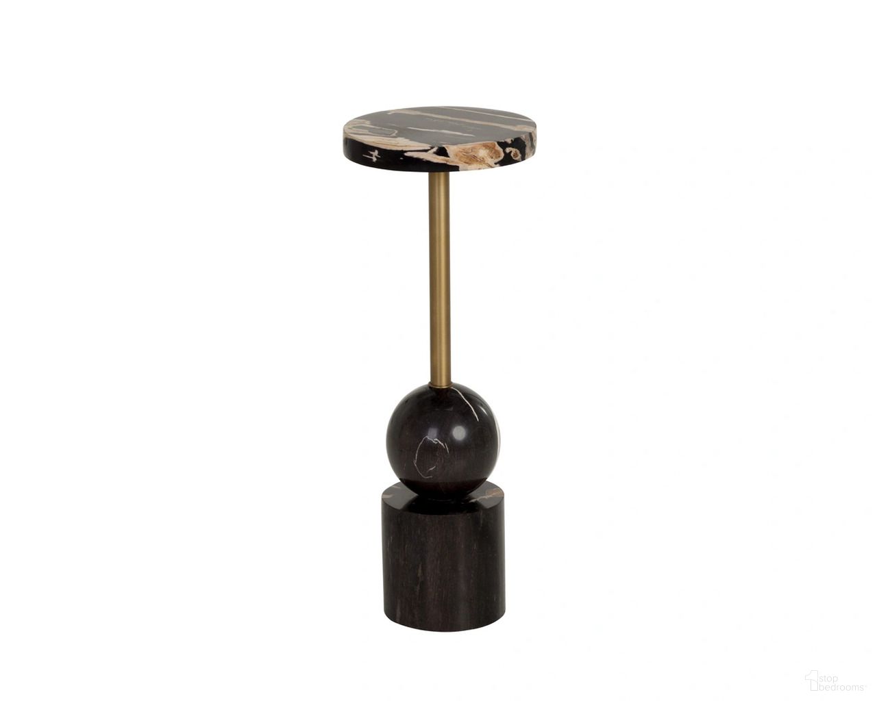 Jiwu End Table In Antique Brass and Black