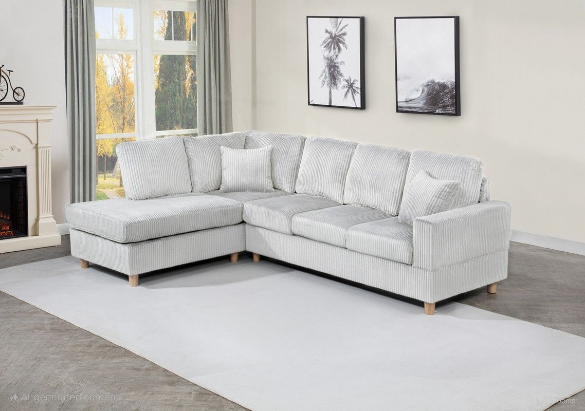 Joe 2-Piece Velvet Corduroy Sectional in Light Gray