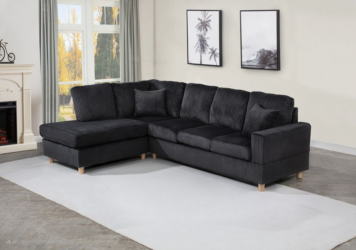 The appearance of Joe 2-Piece Velvet Upholstered Sectional in Black designed by Best Quality Furniture in the glam interior design. This black piece of furniture was selected by 1StopBedrooms from Joe Collection to add a touch of cosiness and style into your home. Sku: S03-SE. Material: Velvet.