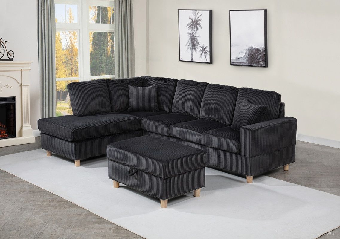 The appearance of Joe 3-Piece Velvet Upholstered Sectional in Black designed by Best Quality Furniture in the glam interior design. This black piece of furniture was selected by 1StopBedrooms from Joe Collection to add a touch of cosiness and style into your home. Sku: S03-SE;D03-OT. Material: Velvet.