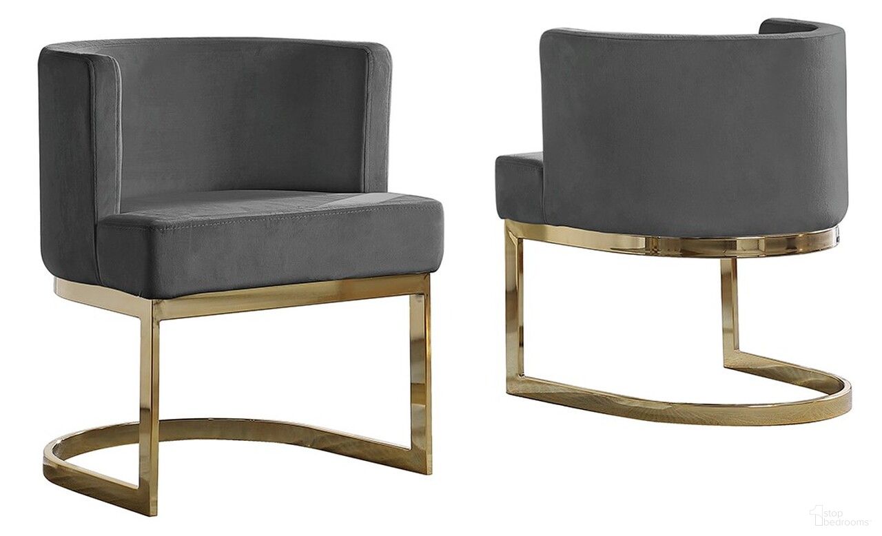 The appearance of Joe Accent Chair In Dark Gray Velvet and Gold Chrome Base designed by Best Quality Furniture in the modern / contemporary interior design. This dark gray/gold piece of furniture  was selected by 1StopBedrooms from Joe Collection to add a touch of cosiness and style into your home. Sku: SC90. Material: Velvet.