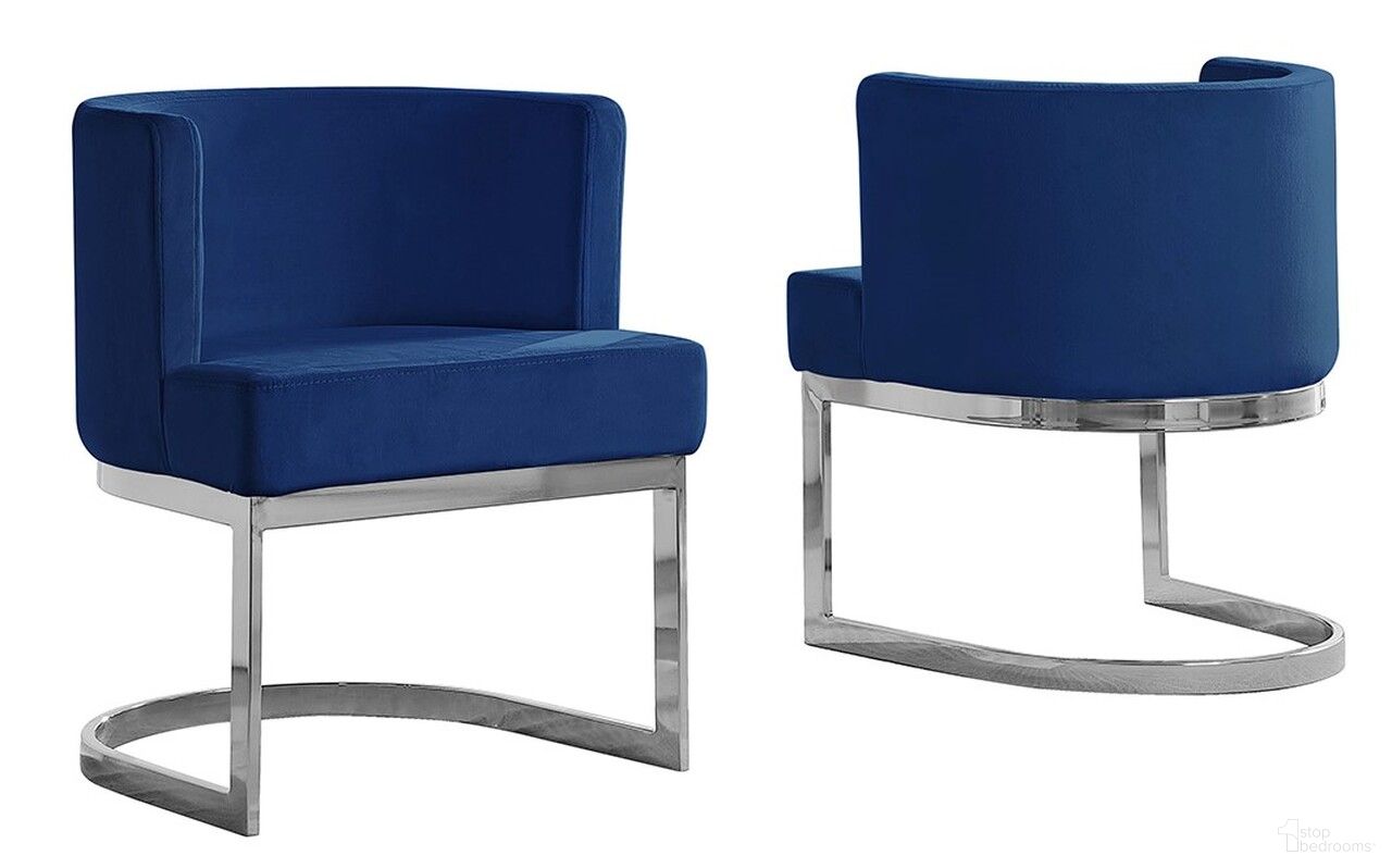 The appearance of Joe Accent Chair In Navy Blue Velvet and Silver Chrome Base designed by Best Quality Furniture in the modern / contemporary interior design. This navy blue and silver piece of furniture was selected by 1StopBedrooms from Joe Collection to add a touch of cosiness and style into your home. Sku: SC95. Material: Velvet.