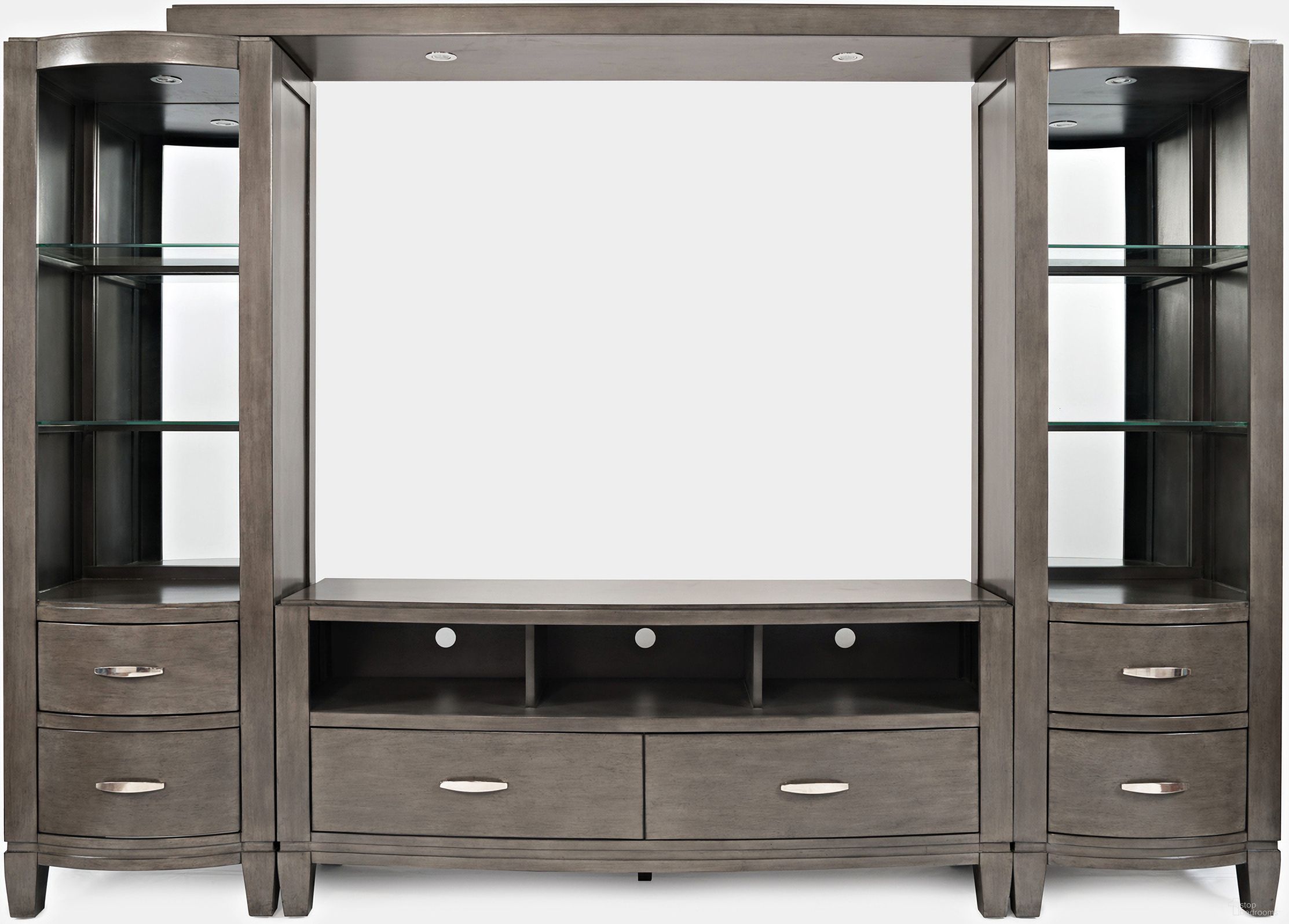 The appearance of Scarsdale Entertainment Center with 60 Inch TV Console and Led Lights In Grey designed by Jofran in the modern / contemporary interior design. This grey piece of furniture  was selected by 1StopBedrooms from Scarsdale Collection to add a touch of cosiness and style into your home. Sku: 1832-78;1832-60;1832-22;1832-22. Material: Acacia.