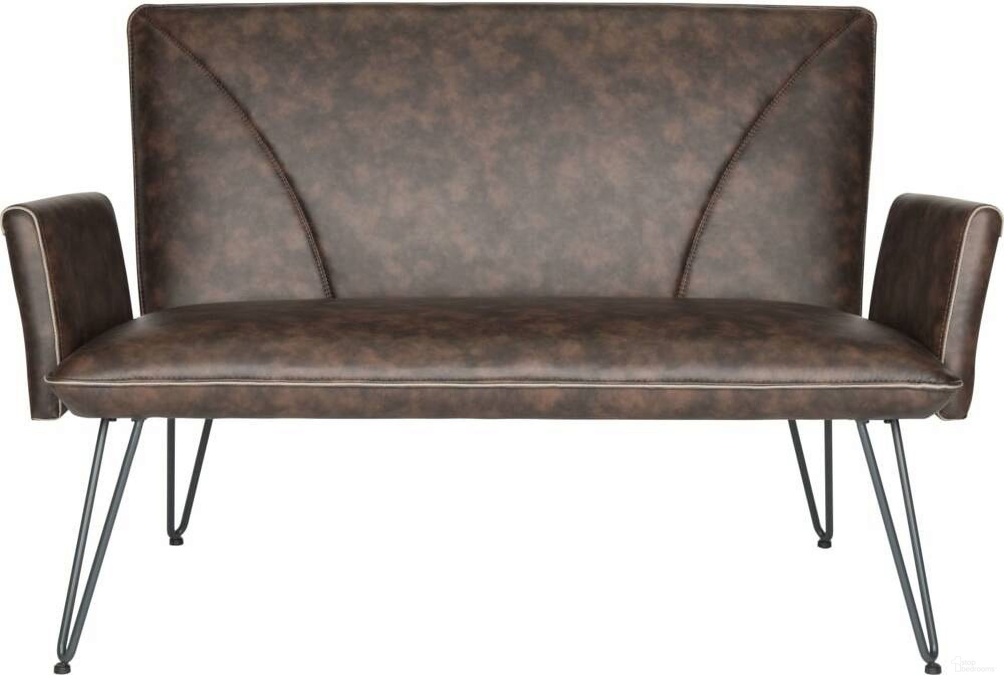 The appearance of Johannes Antique Brown and Black Modern Leather Settee designed by Safavieh in the traditional interior design. This antique brown piece of furniture was selected by 1StopBedrooms from Johannes Collection to add a touch of cosiness and style into your home. Sku: FOX1701A. Material: Steel.