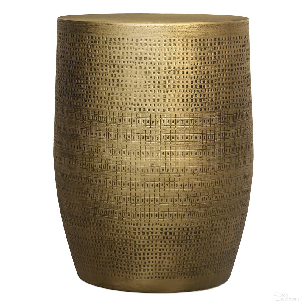 The appearance of Johnsen 15 Inch Wide Morse Pattern Metal Accent Table In Antique Brass designed by Simpli Home in the modern / contemporary interior design. This antique brass piece of furniture  was selected by 1StopBedrooms from Johnsen Collection to add a touch of cosiness and style into your home. Sku: AXCMTBL-03LG-AB. Material: Iron.