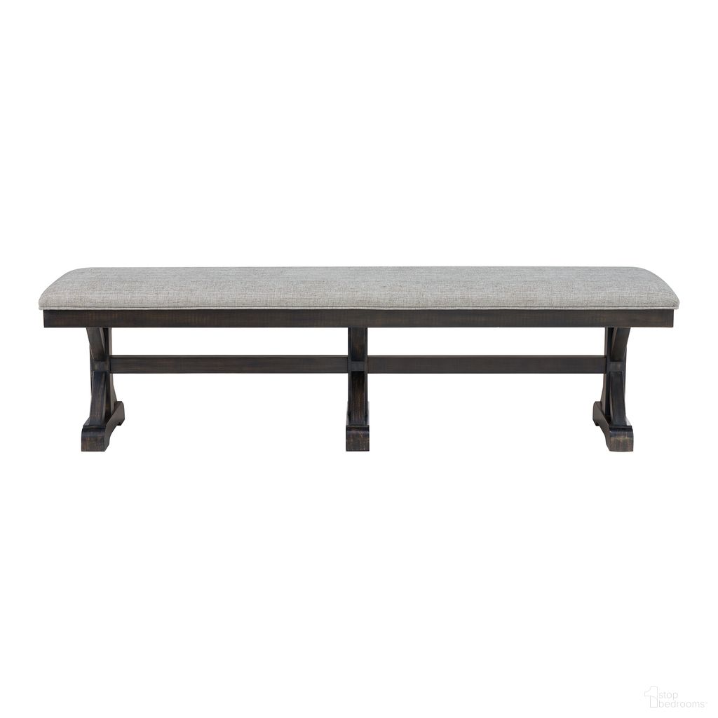 The appearance of Johnshaven Dining Bench with Fabric In Espresso and Light Grey designed by Picket House in the traditional interior design. This espresso/light grey piece of furniture  was selected by 1StopBedrooms from Johnshaven Collection to add a touch of cosiness and style into your home. Sku: D-16670-8-BN. Material: Pine.