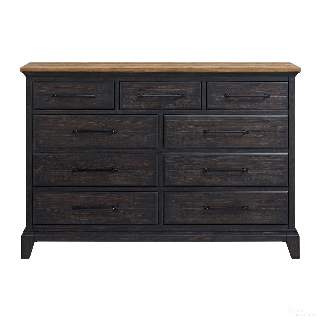 The appearance of Johnshaven Dresser In Espresso and Brown designed by Picket House in the transitional interior design. This brown and espresso piece of furniture was selected by 1StopBedrooms from Johnshaven Collection to add a touch of cosiness and style into your home. Sku: B-16670-5-DR. Material: Poplar.