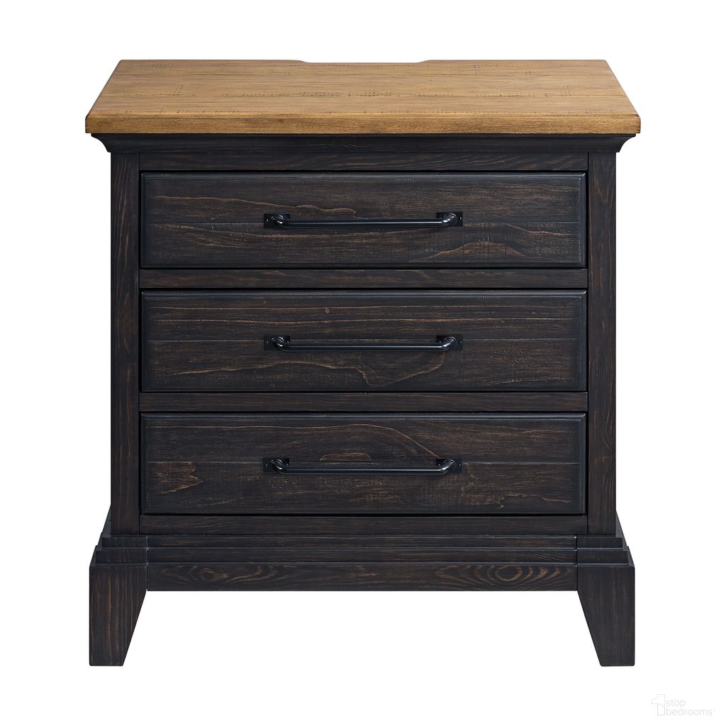 Johnshaven Nightstand with Charger and Sensor Light In Espresso and Brown