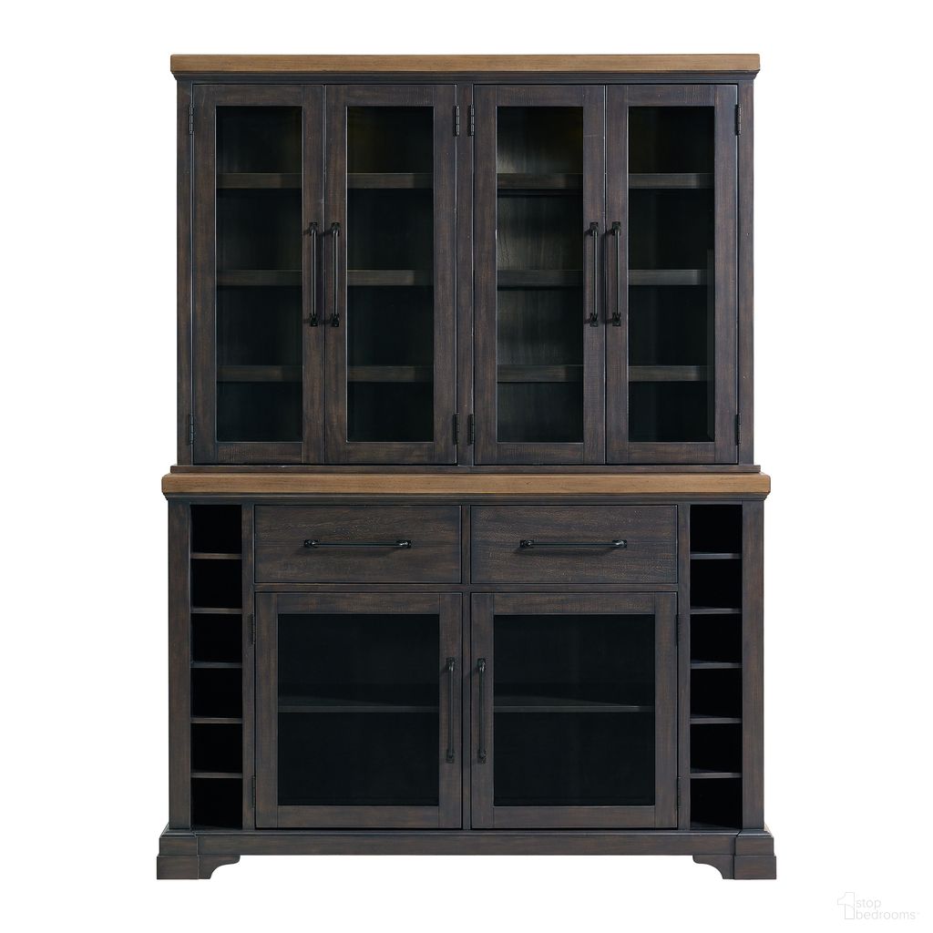The appearance of Johnshaven Server and Hutch with LED Light In Espresso and Brown designed by Picket House in the traditional interior design. This brown and espresso piece of furniture was selected by 1StopBedrooms from Johnshaven Collection to add a touch of cosiness and style into your home. Sku: D-16670-8-SV;D-16670-8-HT. Material: Pine.