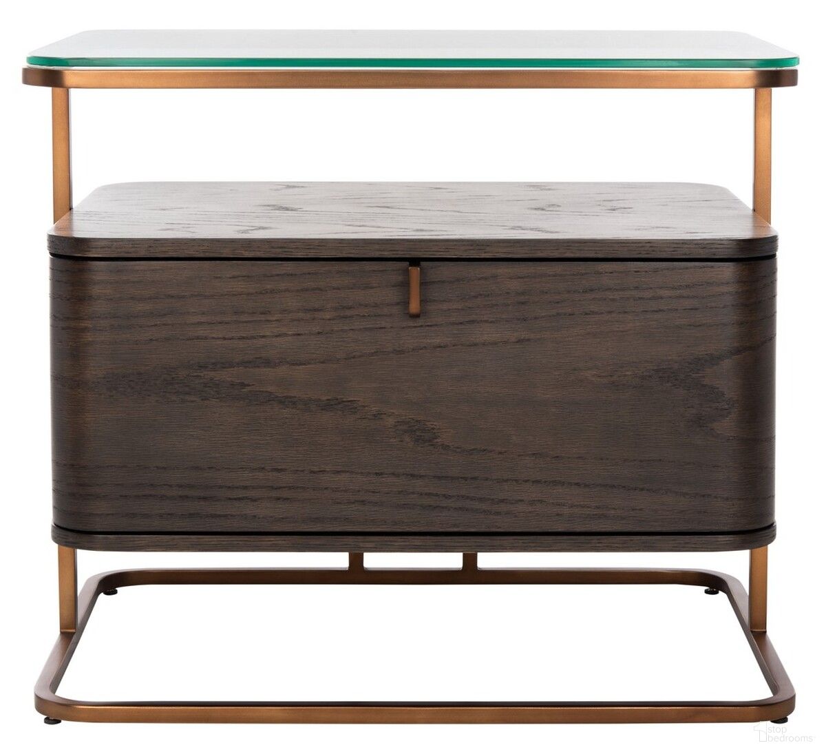 The appearance of Johnson 1 Drawer Nightstand In Dark Walnut designed by Safavieh Couture in the modern / contemporary interior design. This dark walnut piece of furniture  was selected by 1StopBedrooms from Johnson Collection to add a touch of cosiness and style into your home. Sku: SFV6046A. Material: Wood.