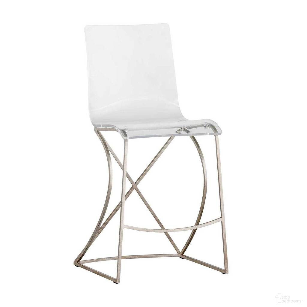 The appearance of Johnson 24.75 Inch Counter Height Stool In Antique Silver and Clear designed by Gabby in the transitional interior design. This antique silver/clear piece of furniture was selected by 1StopBedrooms from Johnson Collection to add a touch of cosiness and style into your home. Sku: SCH-151385. Material: Iron.