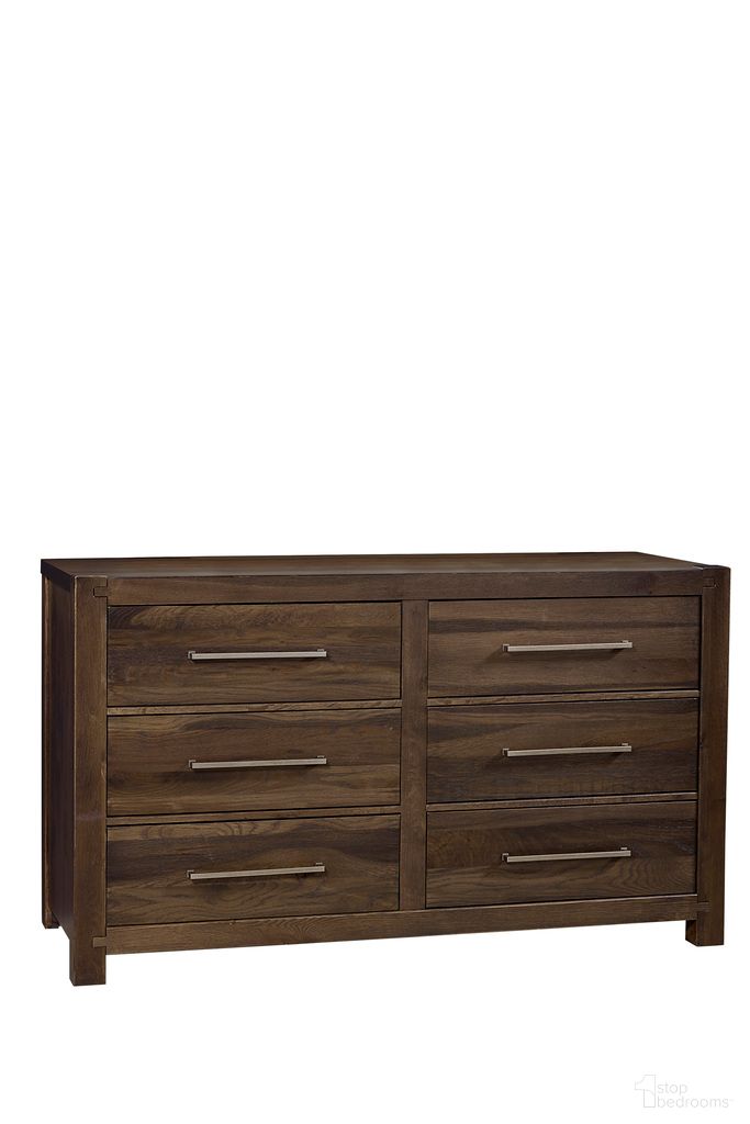 The appearance of Joinery 6 Drawer Dresser In Espresso Oak designed by Artisan & Post in the modern / contemporary interior design. This espresso oak piece of furniture  was selected by 1StopBedrooms from Joinery Collection to add a touch of cosiness and style into your home. Sku: 190-003. Material: Wood.