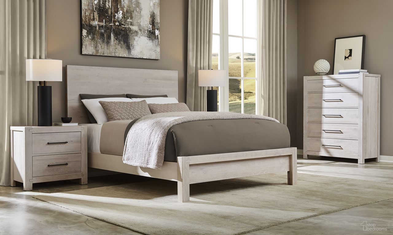 The appearance of Joinery Plank Bedroom Set In Whitewashed Oak designed by Artisan & Post in the modern / contemporary interior design. This whitewashed oak piece of furniture  was selected by 1StopBedrooms from Joinery Collection to add a touch of cosiness and style into your home. Sku: 194-559;194-955;194-922;194-227. Material: Wood. Bed Size: California King.