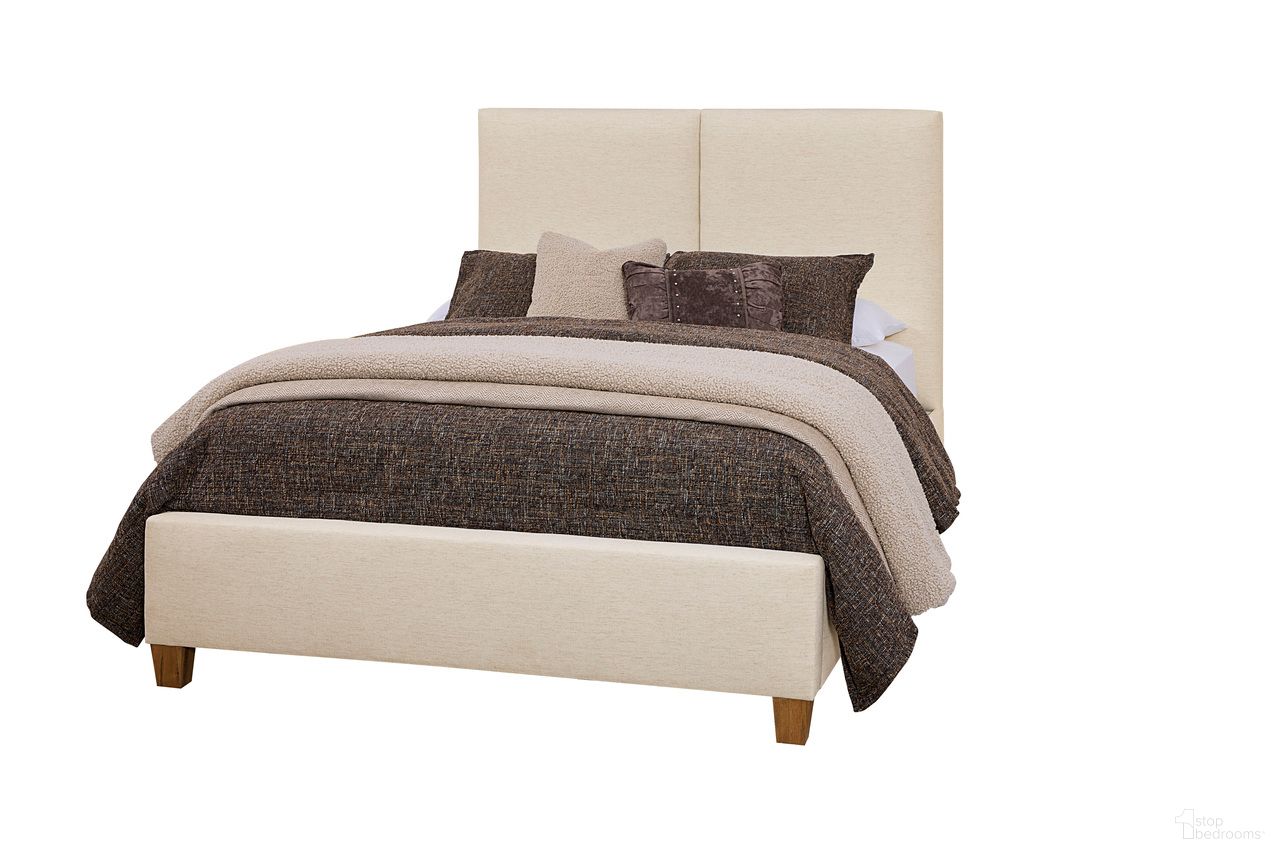 Joinery Queen Upholstered Bed In Ivory Cream and Whitewashed Oak