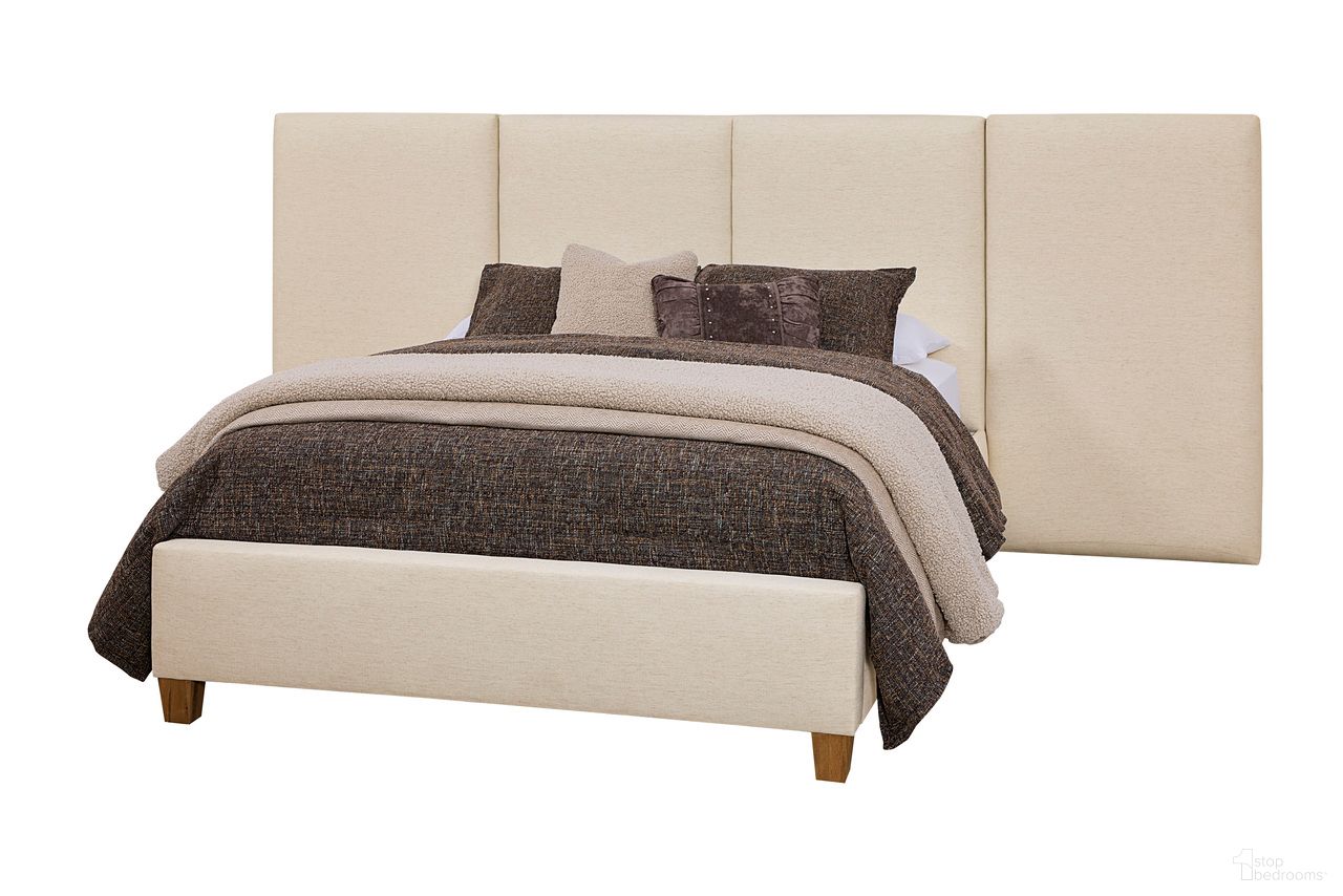 Joinery Queen Upholstered Wall Bed In Ivory Cream and Natural Oak