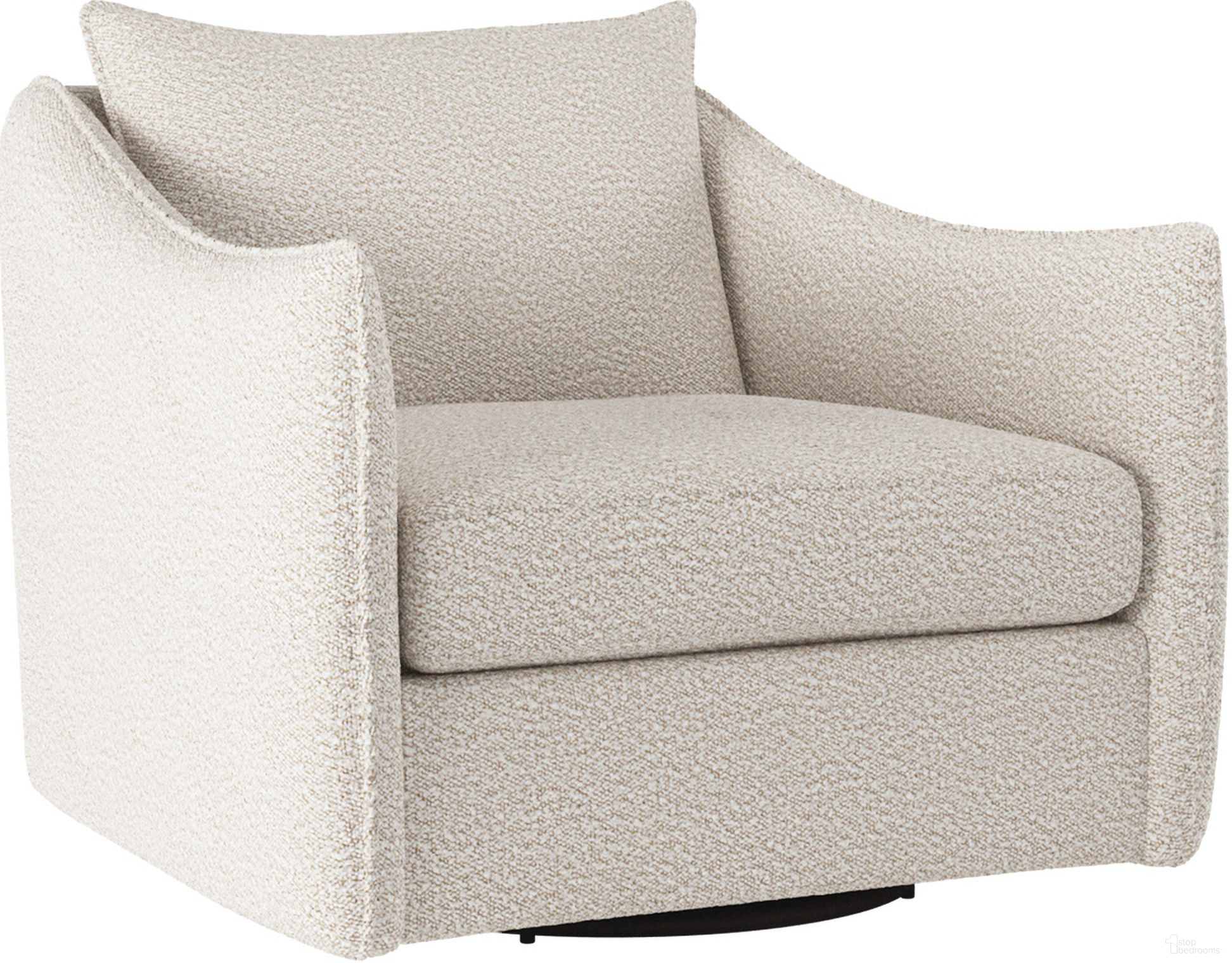 The appearance of Joli Boucle Fabric Swivel Chair In Cream designed by Bernhardt in the modern / contemporary interior design. This cream boucle piece of furniture was selected by 1StopBedrooms from Joli Collection to add a touch of cosiness and style into your home. Sku: P4812S_1146-002. Upholstery Material: Boucle. Material: Boucle.