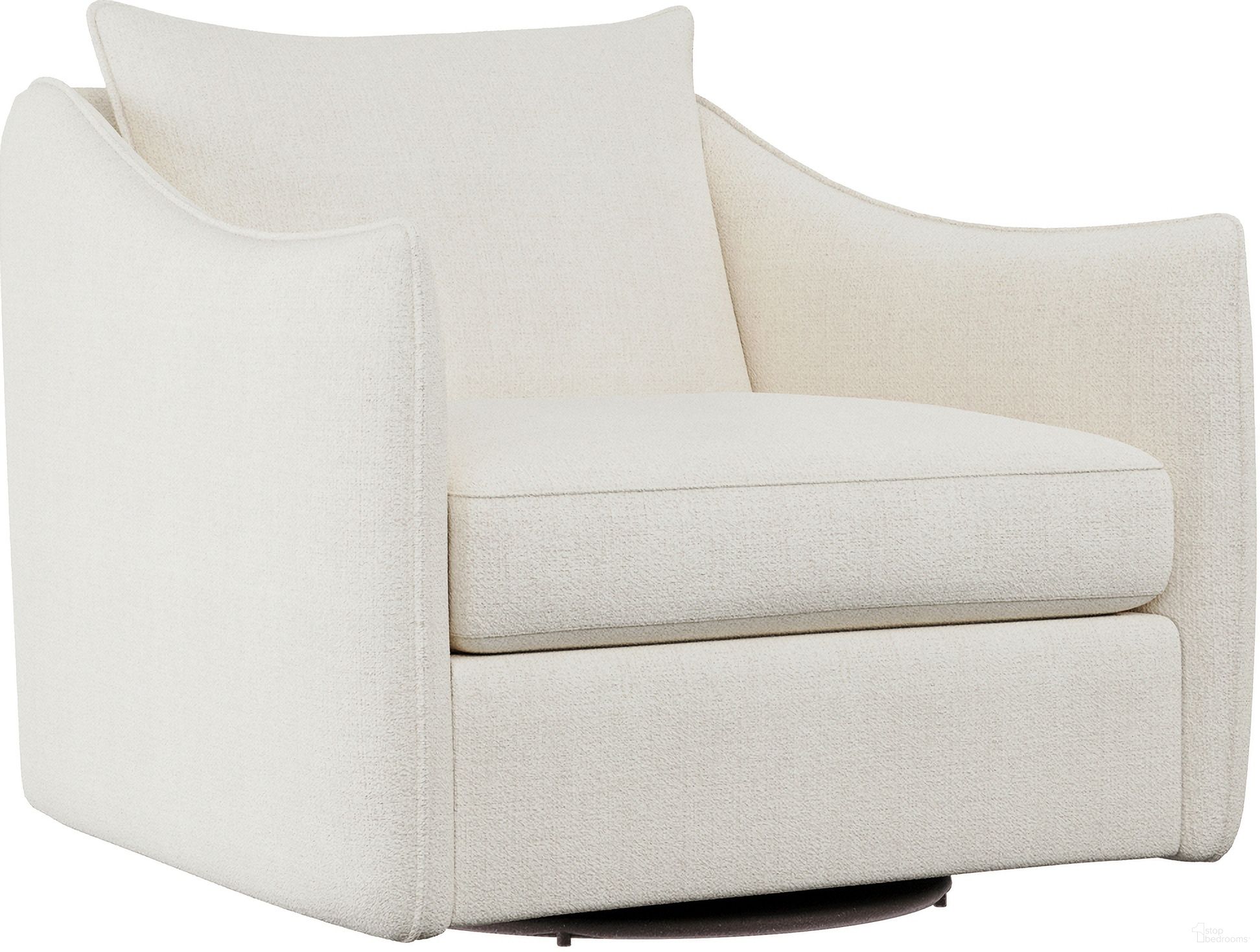 The appearance of Joli Chenille Fabric Swivel Chair In White designed by Bernhardt in the modern / contemporary interior design. This white chenille piece of furniture  was selected by 1StopBedrooms from Joli Collection to add a touch of cosiness and style into your home. Sku: P4812S_5558-000. Material: Wood. Upholstery Material: Chenille.