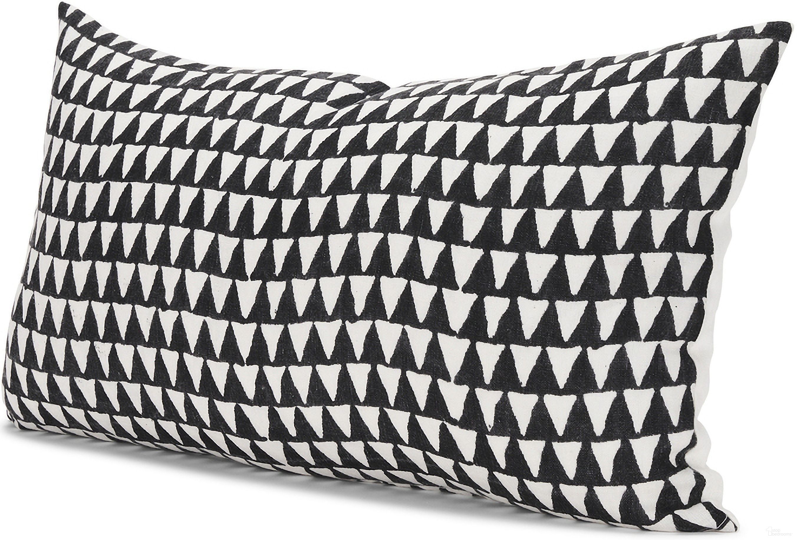 Jolie Black Print Linen Lumbar Decorative Pillow Cover In Cream