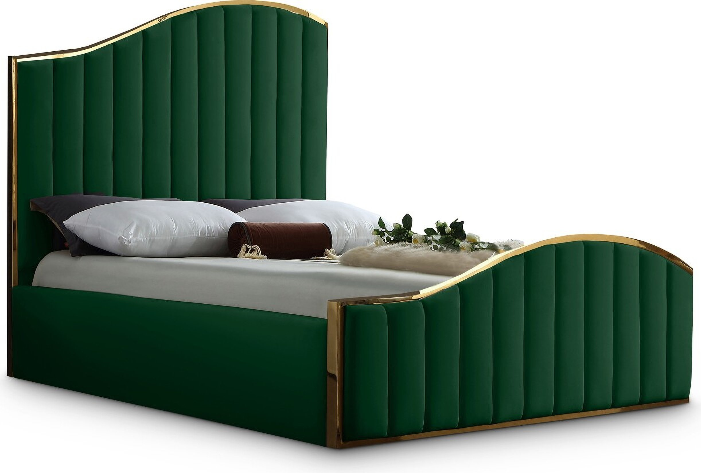 Jolie Velvet King Bed In Green by Meridian 1StopBedrooms